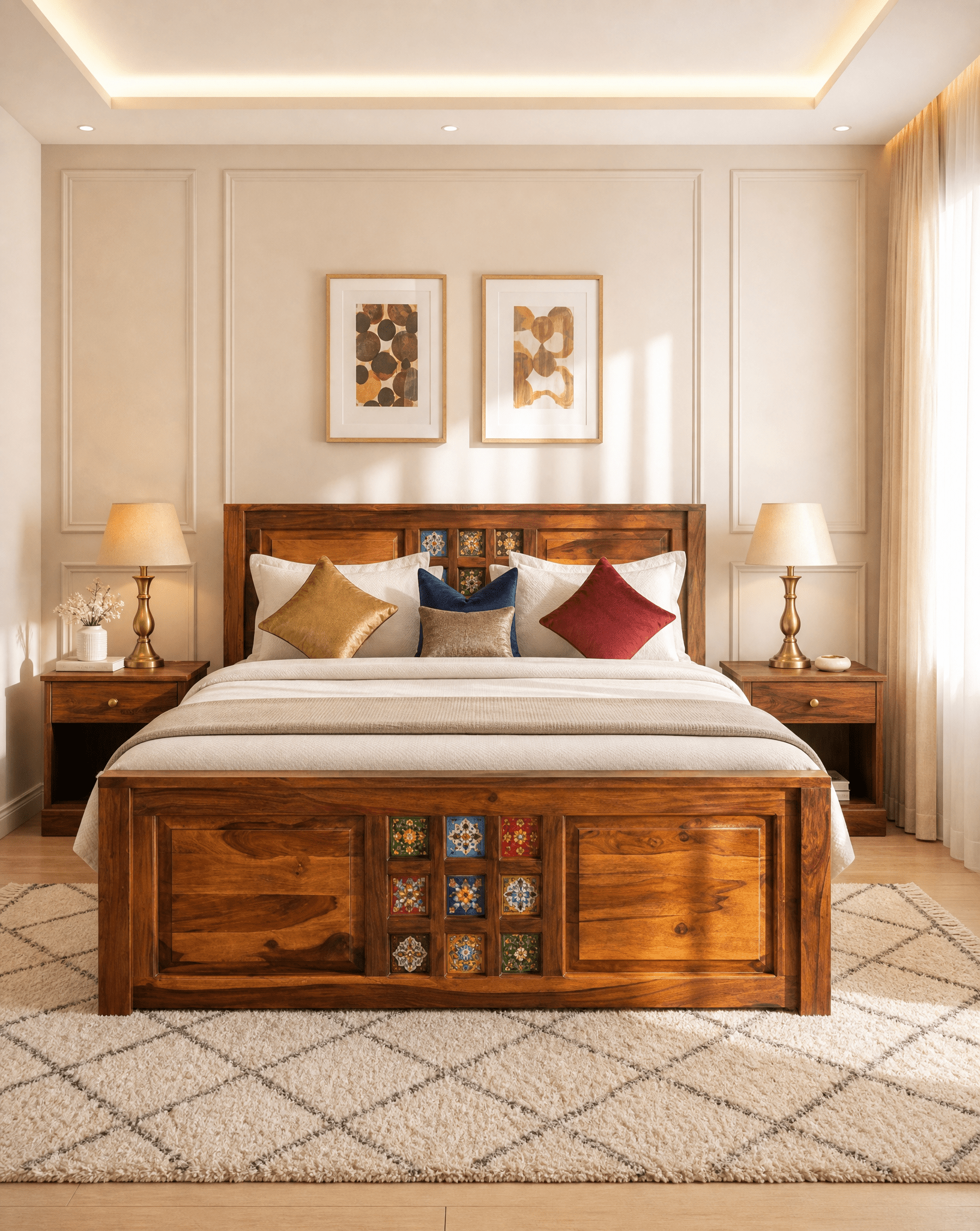 SHESTILE TILE SHEESHAM WOOD TROLLY BED - Art and craft furniture