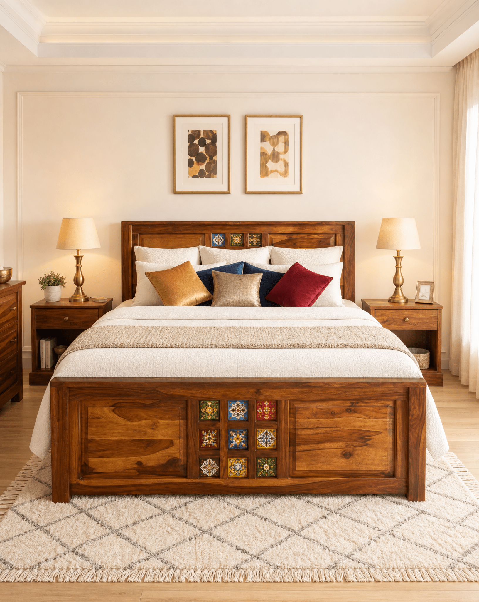 SHESTILE TILE SHEESHAM WOOD TROLLY BED - Art and craft furniture