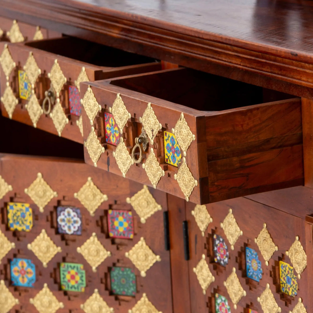 Shestile Wooden Four Door Sideboard - Art and craft furniture