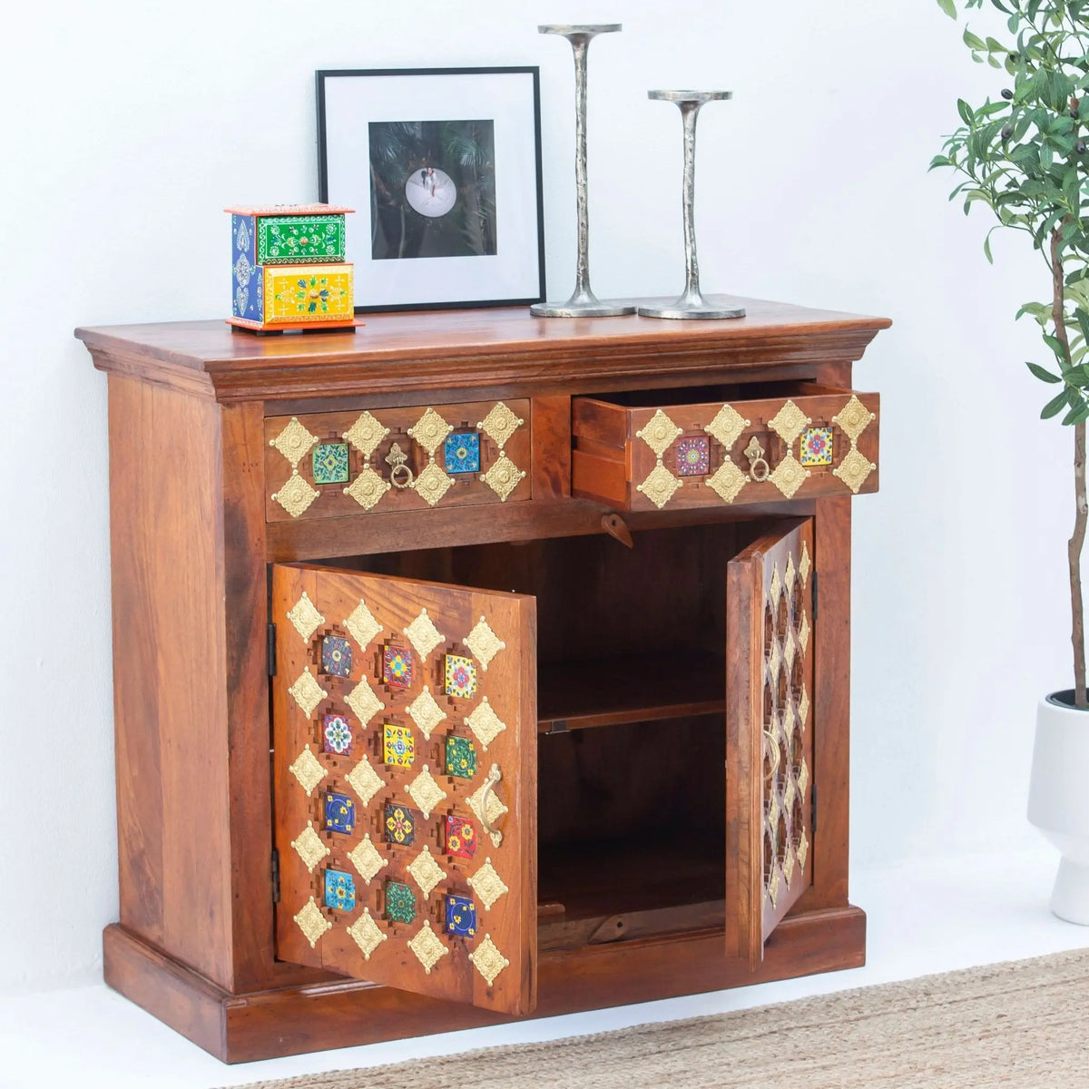 Shestile Wooden Two Door Sideboard - Art and craft furniture