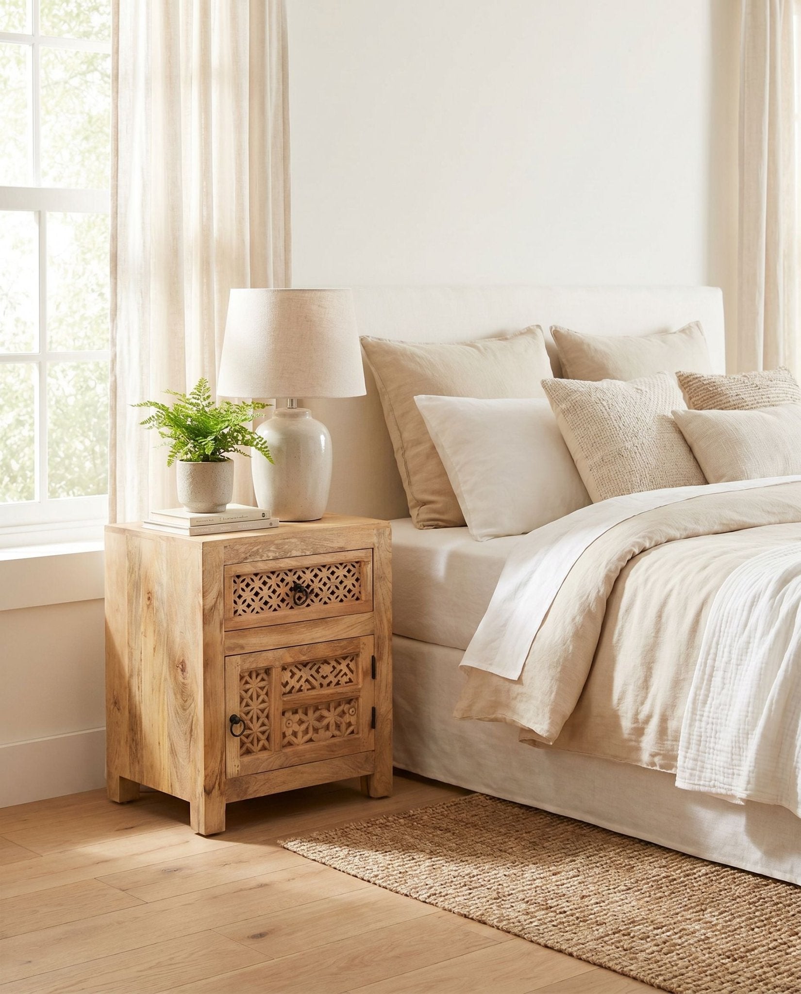 Sierra Wooden Nightstand Table - Art and craft furniture