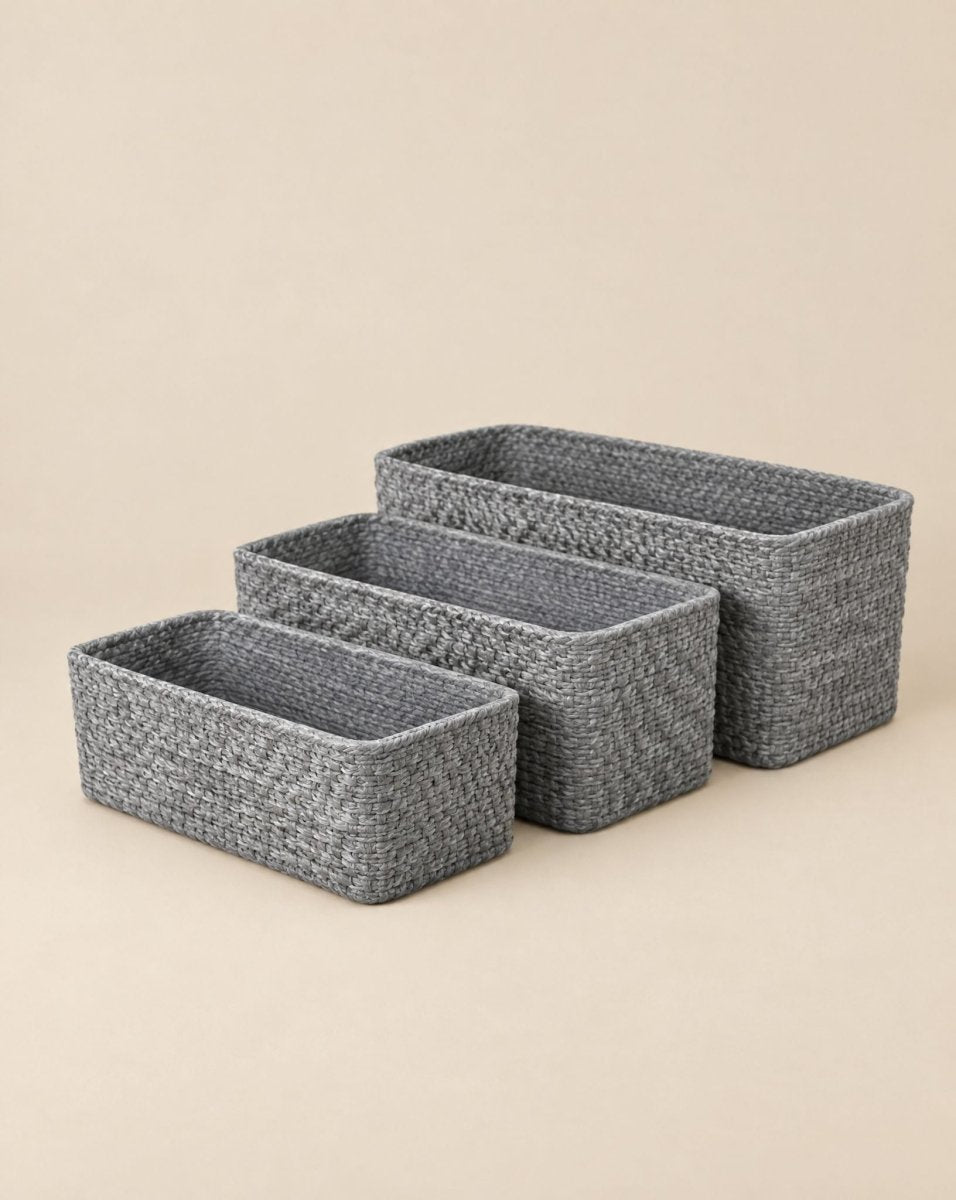 Slate Weave Rectangle Fiber Cement Pot - Art and craft furniture