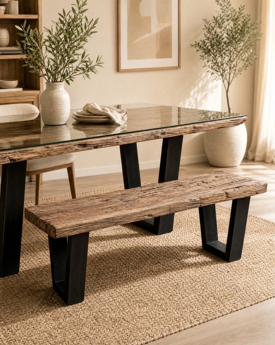 Solara Railway Wood V Leg Bench - Art and craft furniture