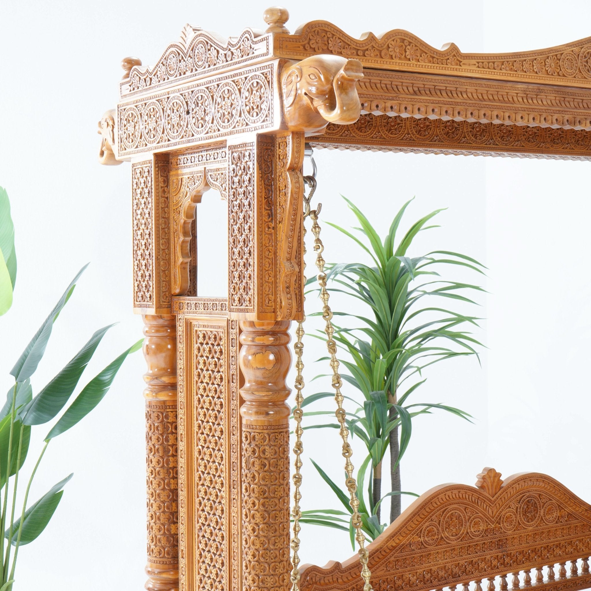 TEAK WOOD HEAVY CARVING SWING - Art and craft furniture