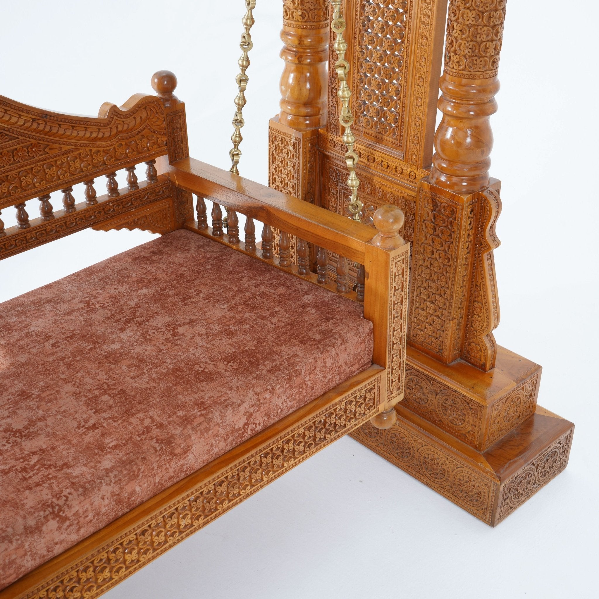 TEAK WOOD HEAVY CARVING SWING - Art and craft furniture