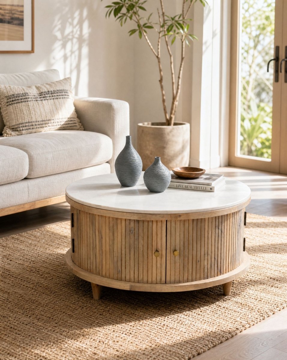 Terra Marble Storage Coffee Table - Art and craft furniture