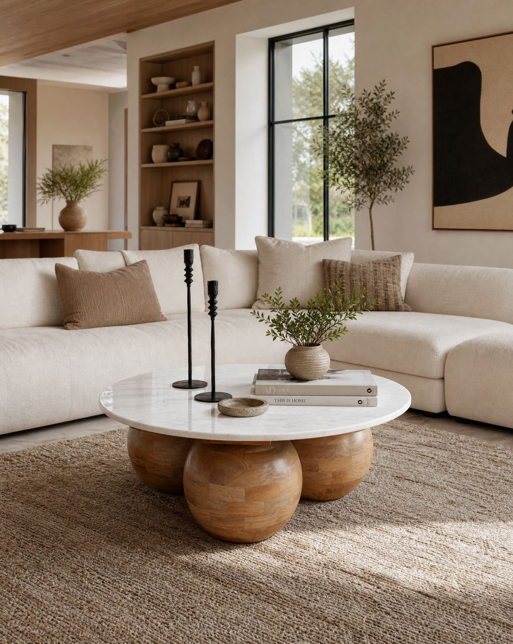 Terralue Marble Top Round Coffee table - Art and craft furniture
