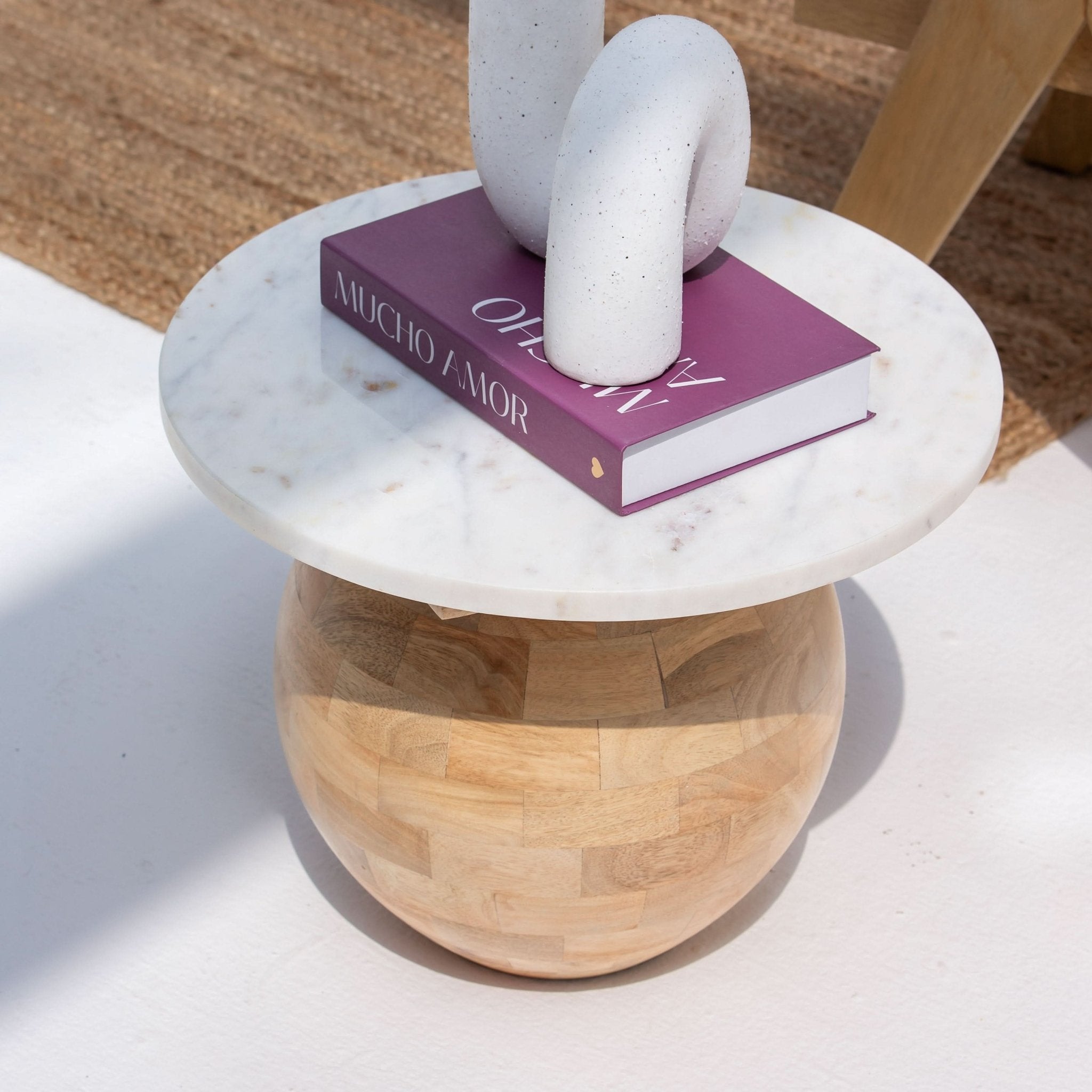 TERRALUXE MARBLE ROUND SIDE TABLE - Art and craft furniture