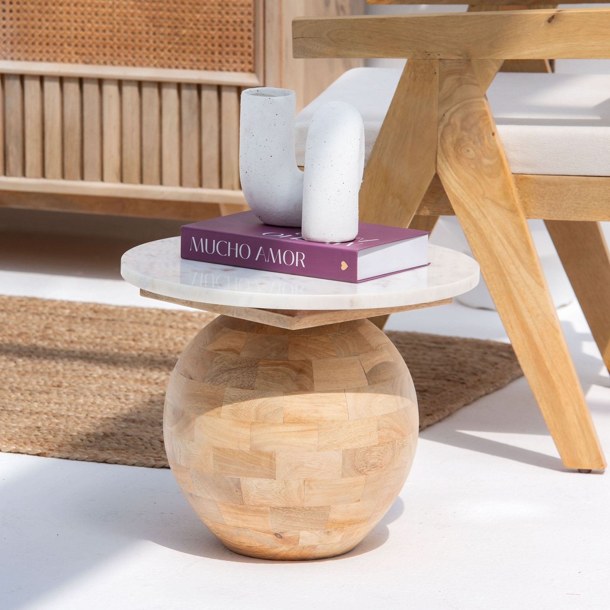 TERRALUXE MARBLE ROUND SIDE TABLE - Art and craft furniture