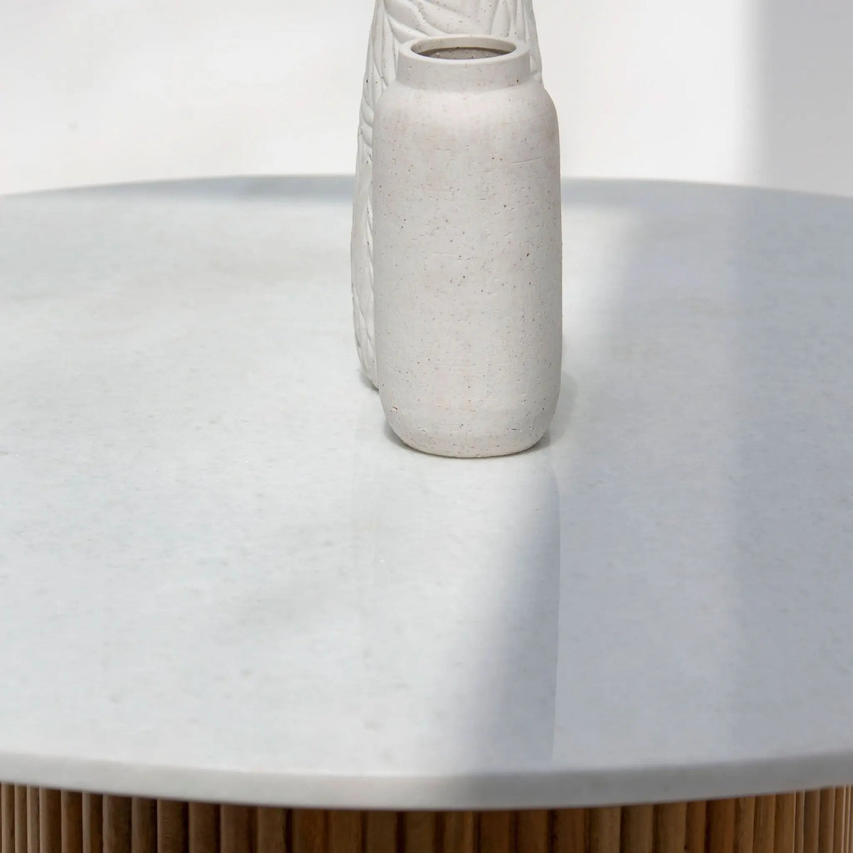 Terraluxe Marble Top and Wooden Leg Dining Table - Art and craft furniture