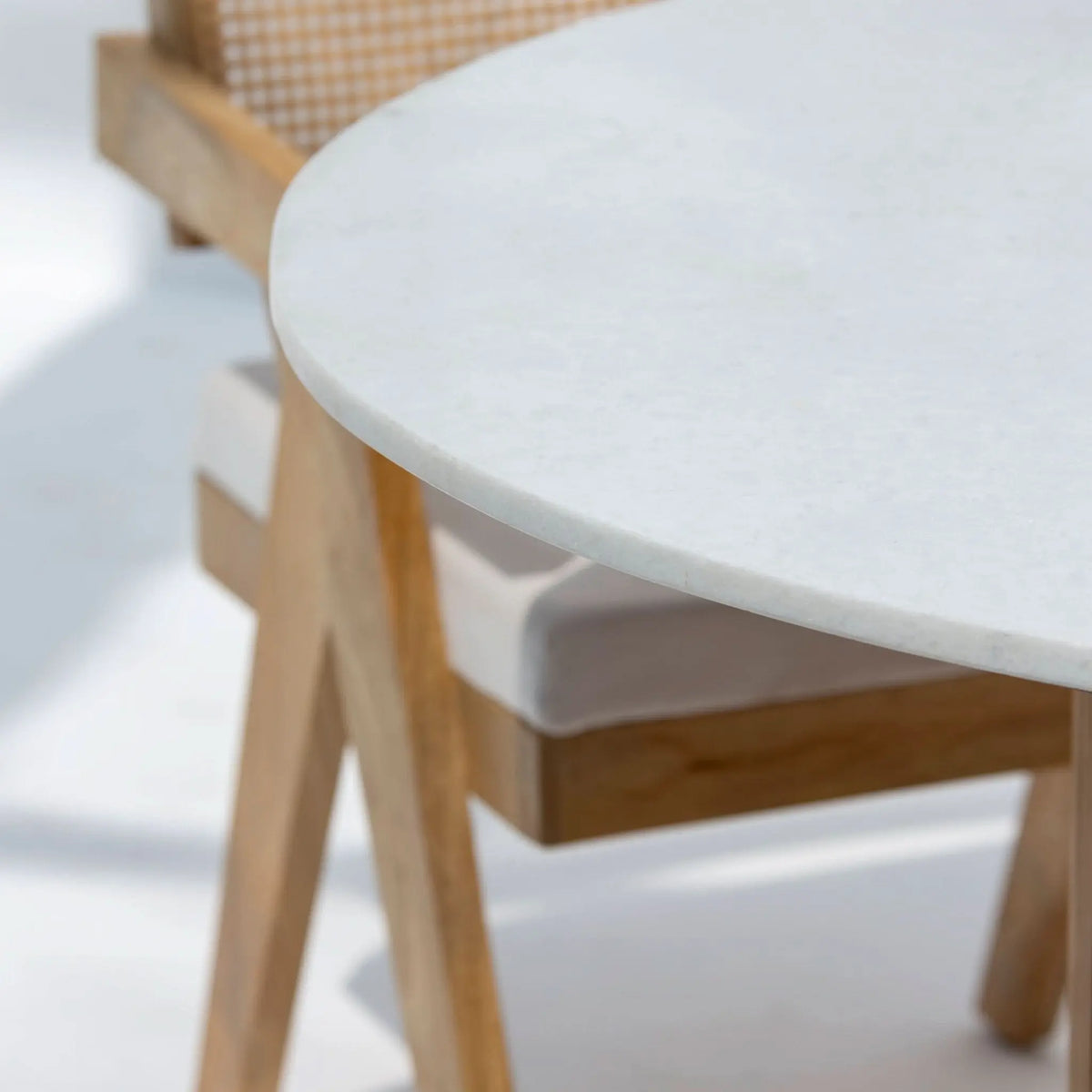 Terraluxe Marble Top and Wooden Leg Dining Table - Art and craft furniture