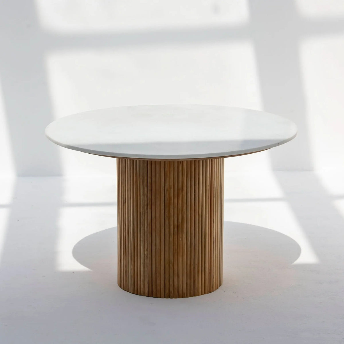 Terraluxe Marble Top and Wooden Leg Dining Table - Art and craft furniture