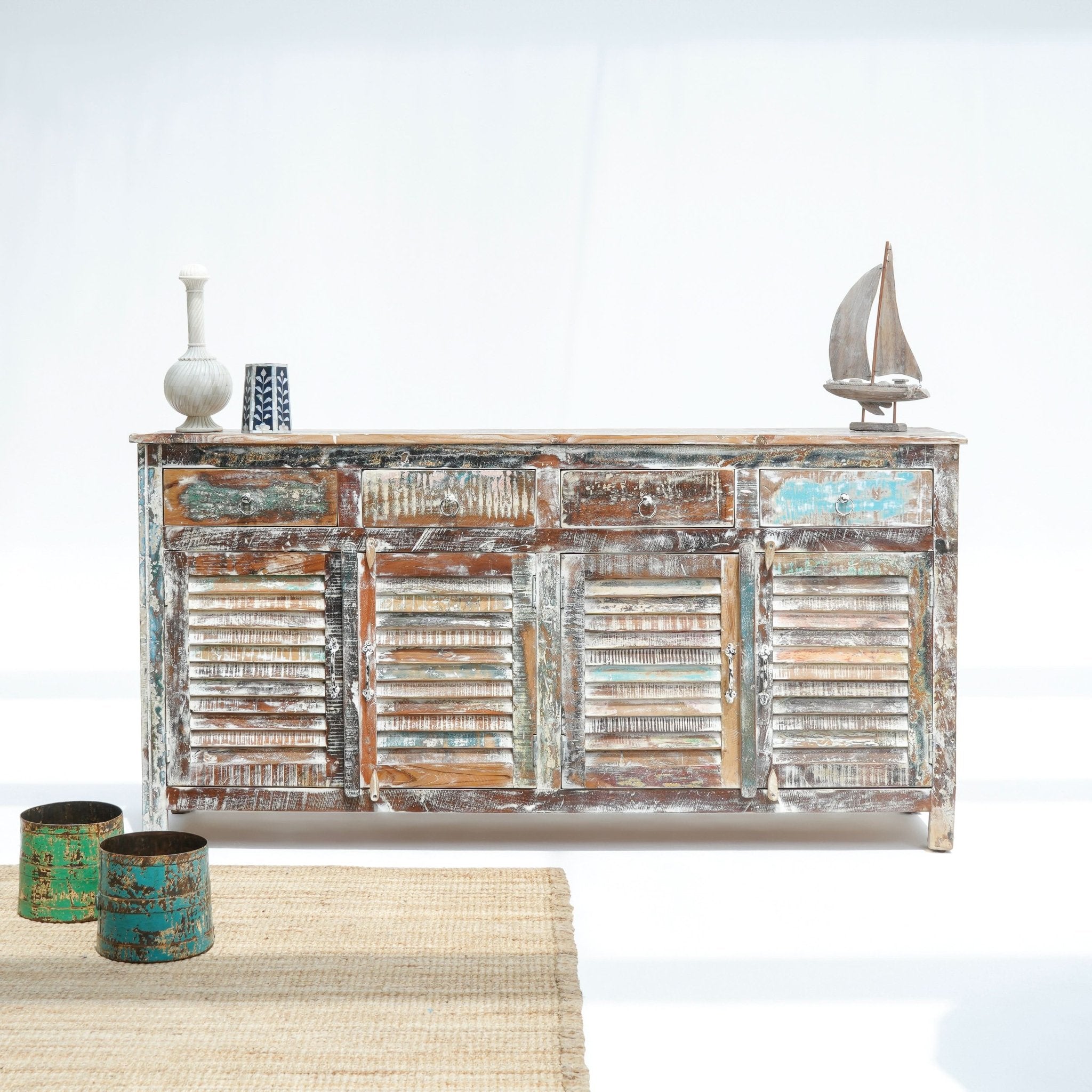 THE ALTON MANOR FOUR DOOR RECYCLE SIDEBOARD - Art and craft furniture