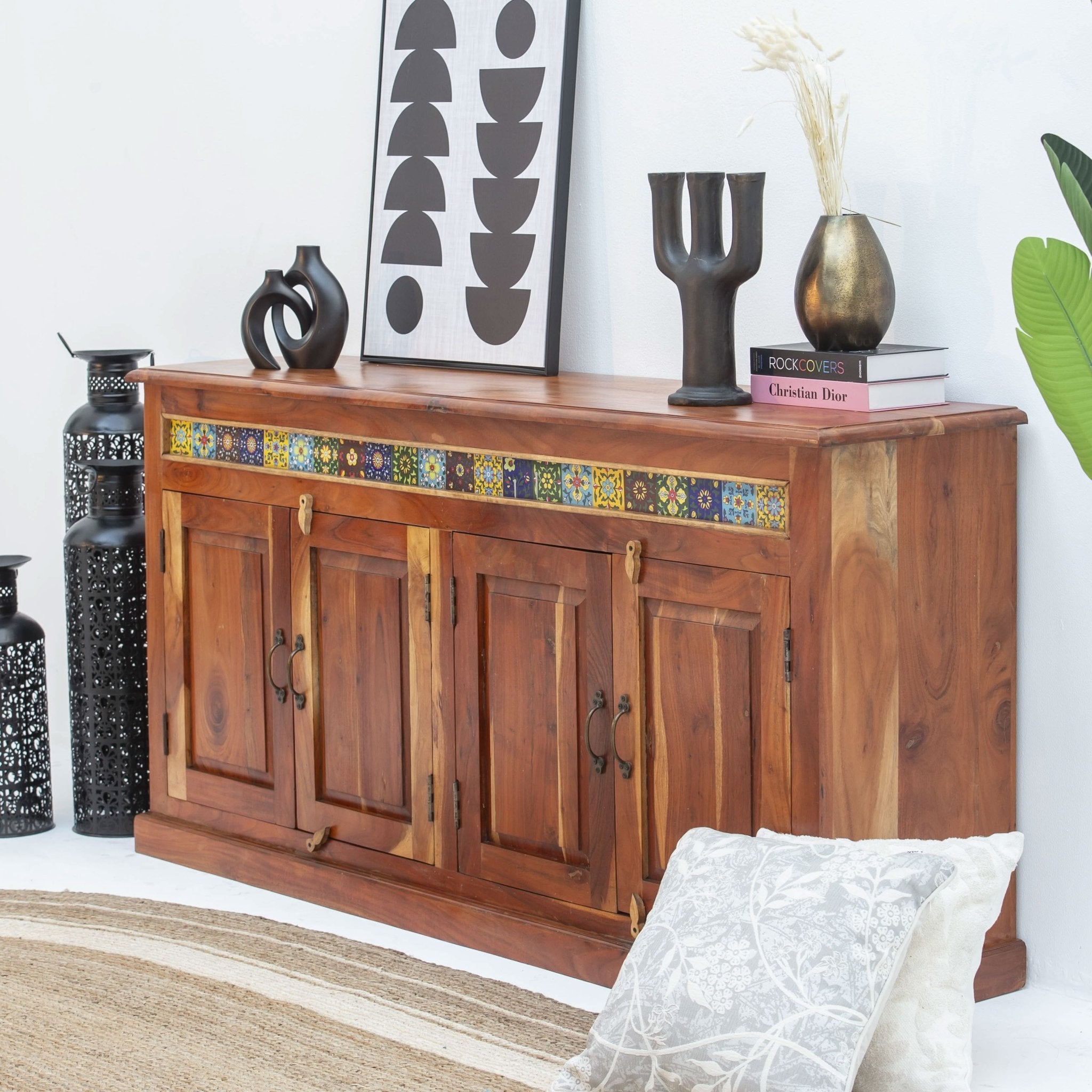 THE ARTISAN ACACIA TILE FOUR DOOR SIDEBOARD - Art and craft furniture