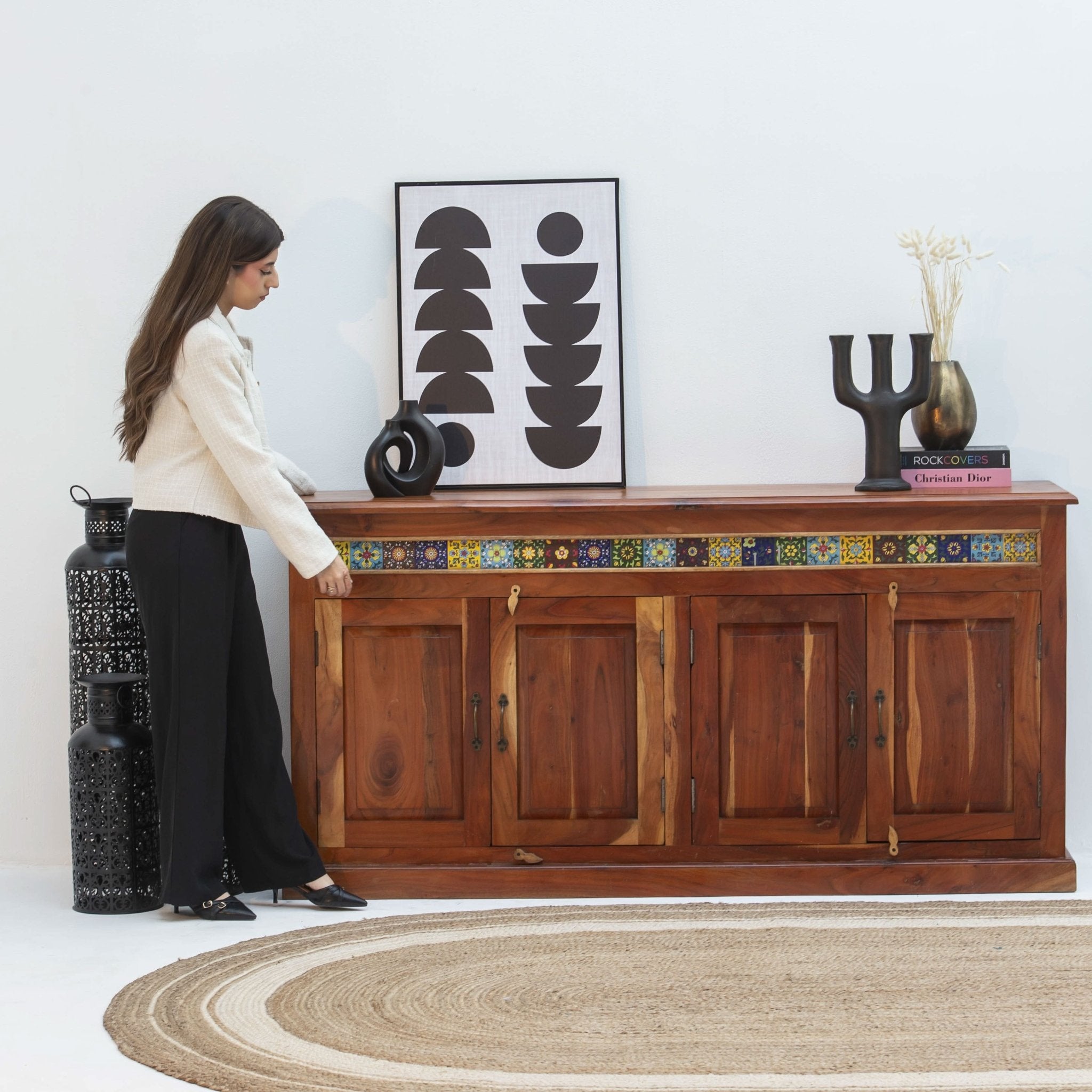 THE ARTISAN ACACIA TILE FOUR DOOR SIDEBOARD - Art and craft furniture