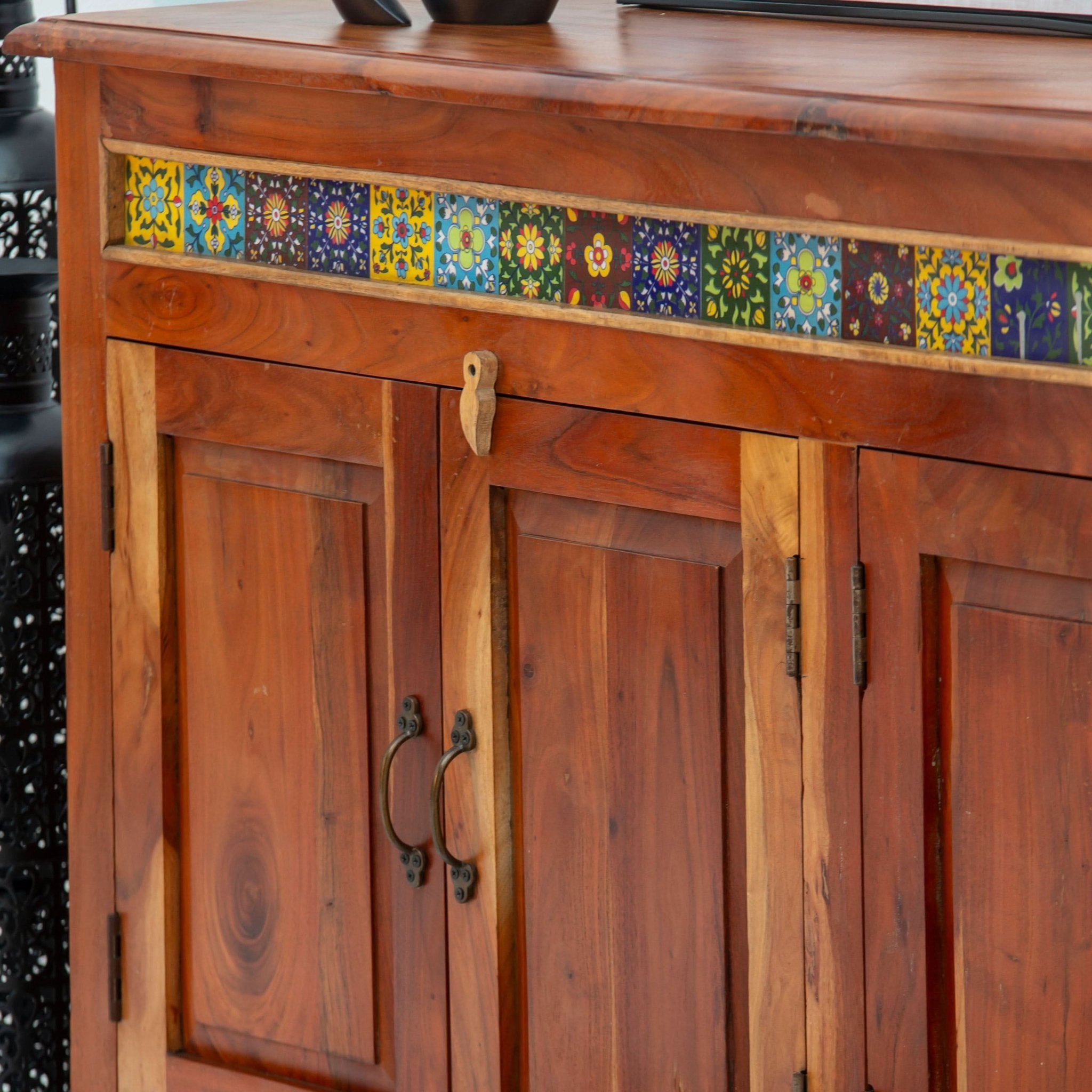THE ARTISAN ACACIA TILE FOUR DOOR SIDEBOARD - Art and craft furniture