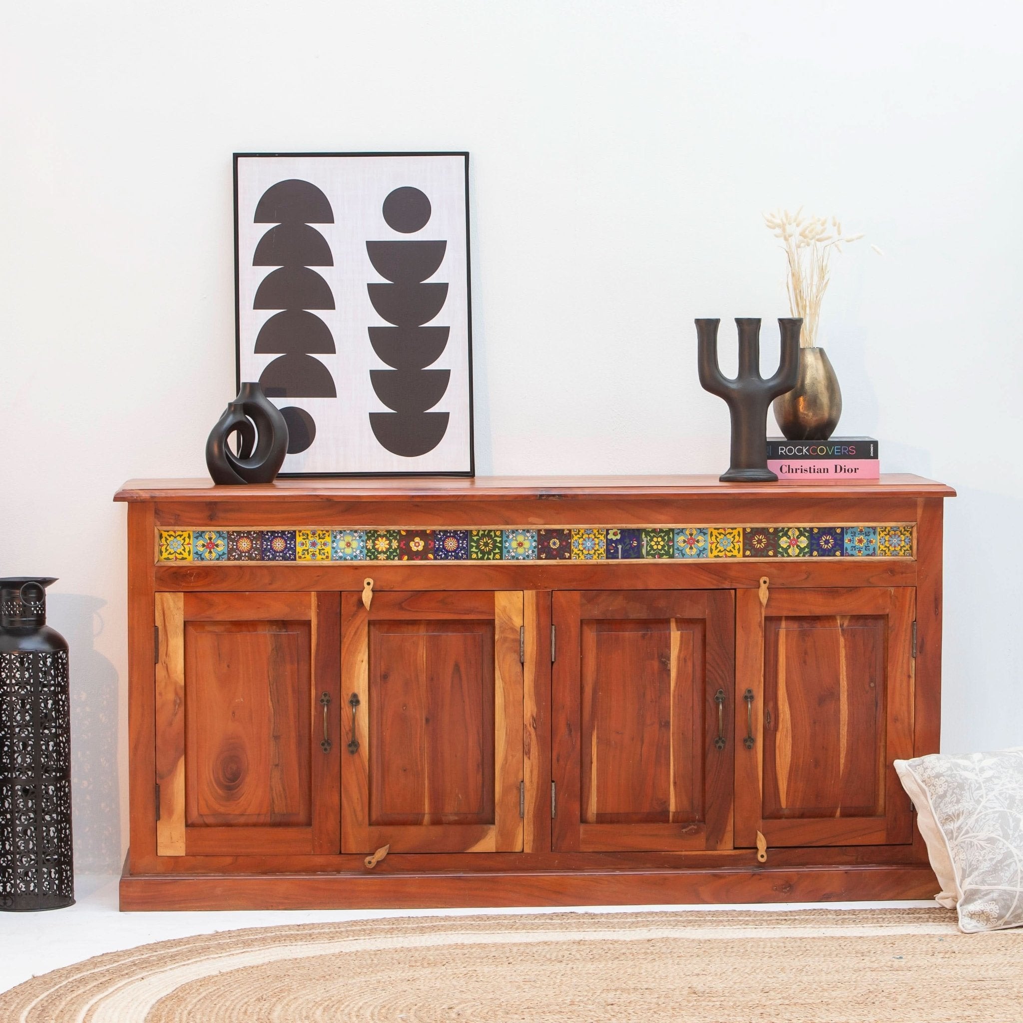 THE ARTISAN ACACIA TILE FOUR DOOR SIDEBOARD - Art and craft furniture