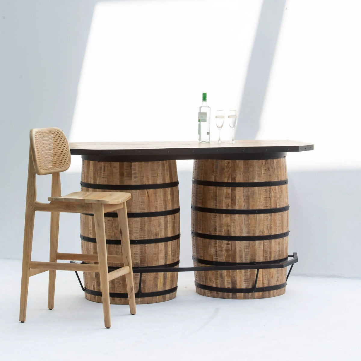 Classic Cask Double Barrel Bar Counter - Art and craft furniture