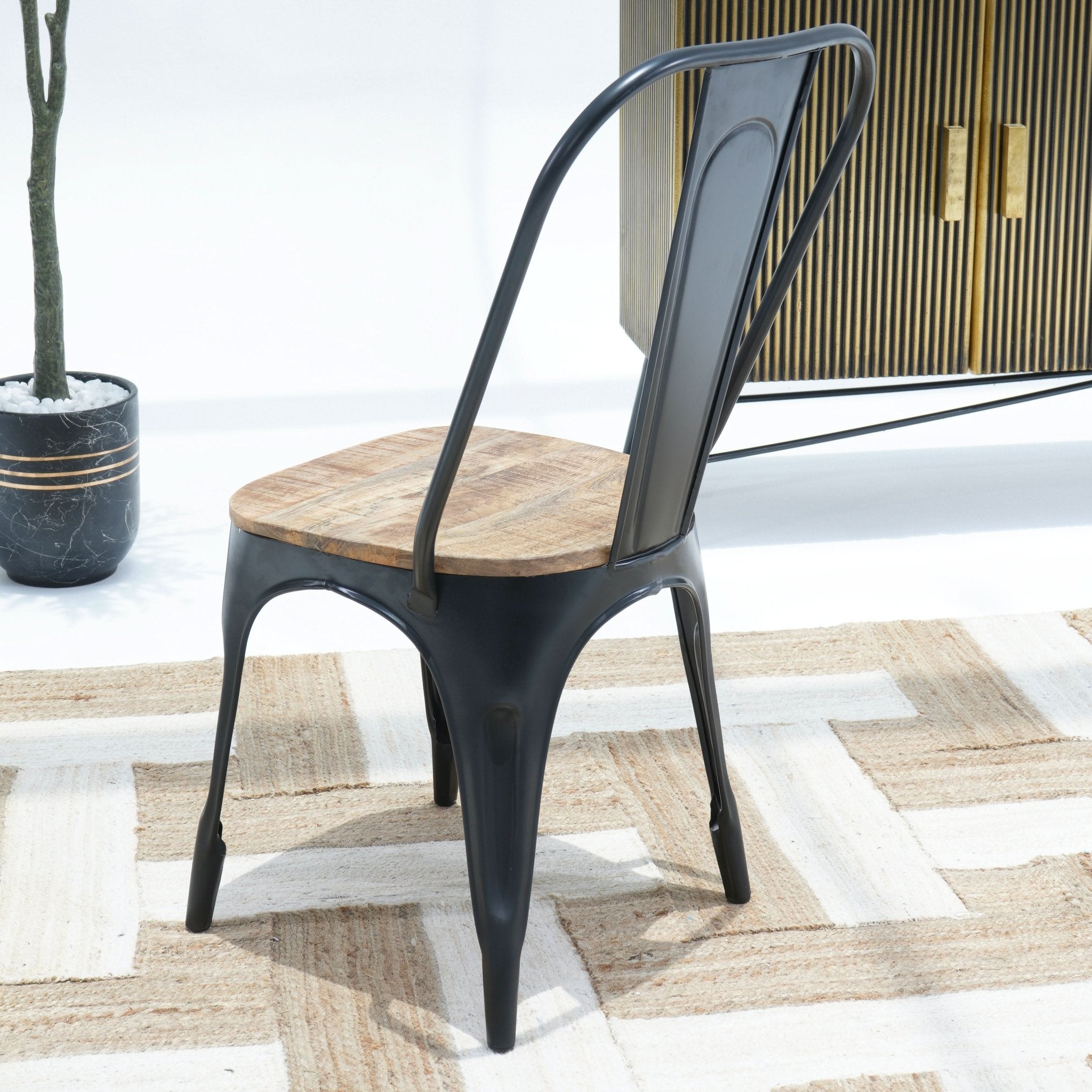 THE ELEGANT BLACK METAL WOODEN CHAIR - Art and craft furniture