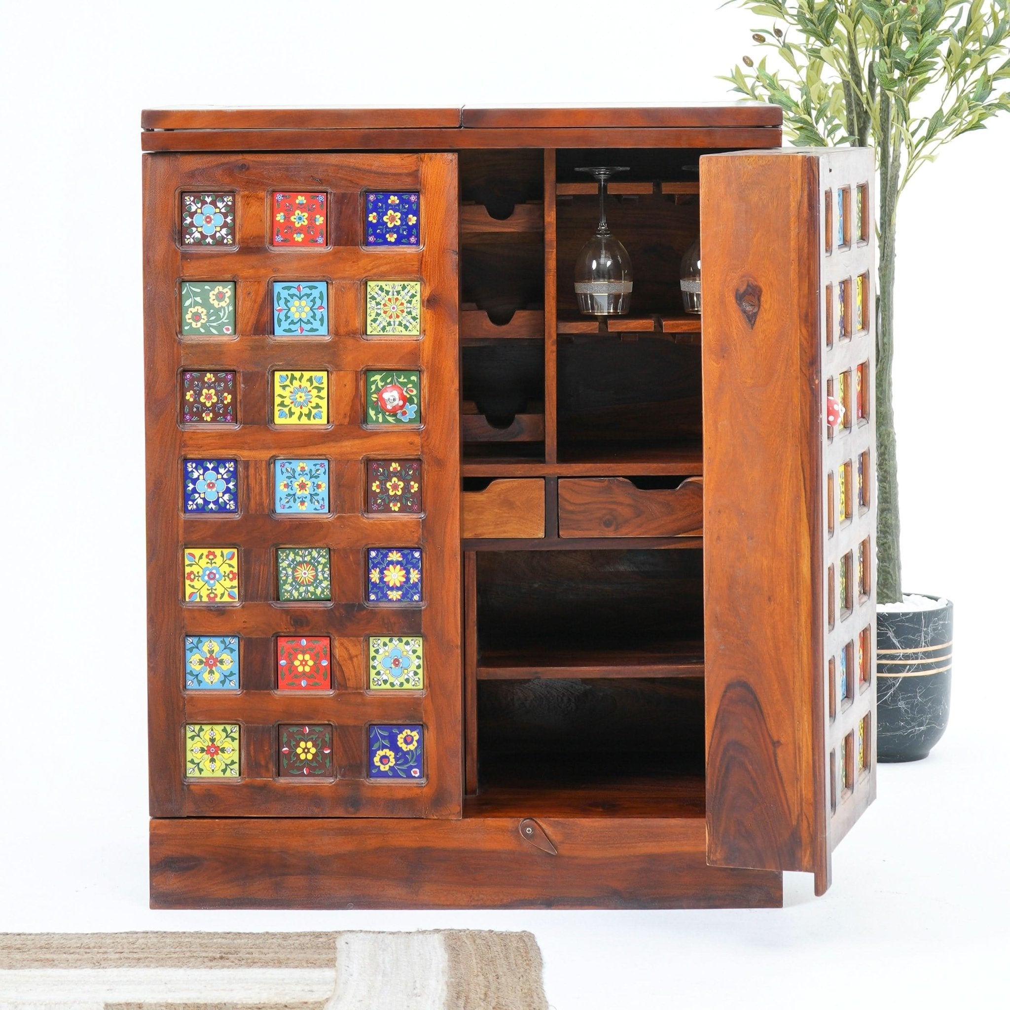 THE RETRO ROOM TILE-FITTED FOLDING BAR COUNTER - Art and craft furniture