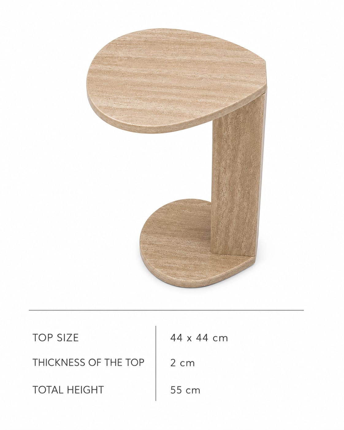 Travertine Beige Side Table - Art and craft furniture