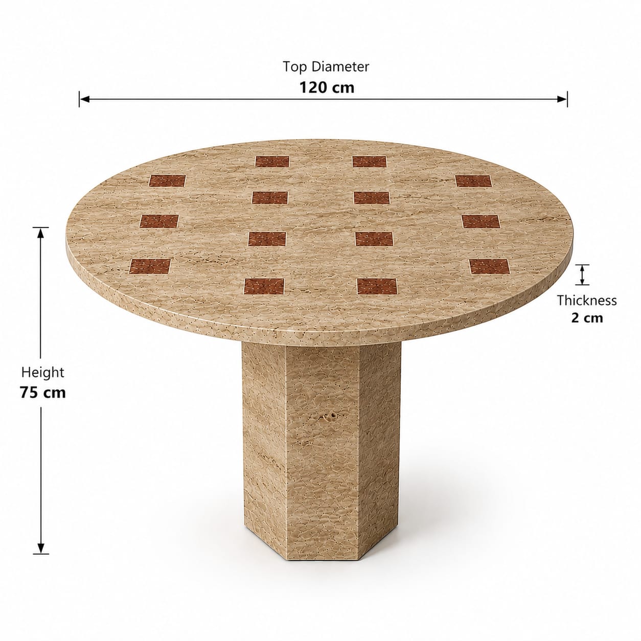 Travertine Dining Table – Hexagonal Base - Art and craft furniture