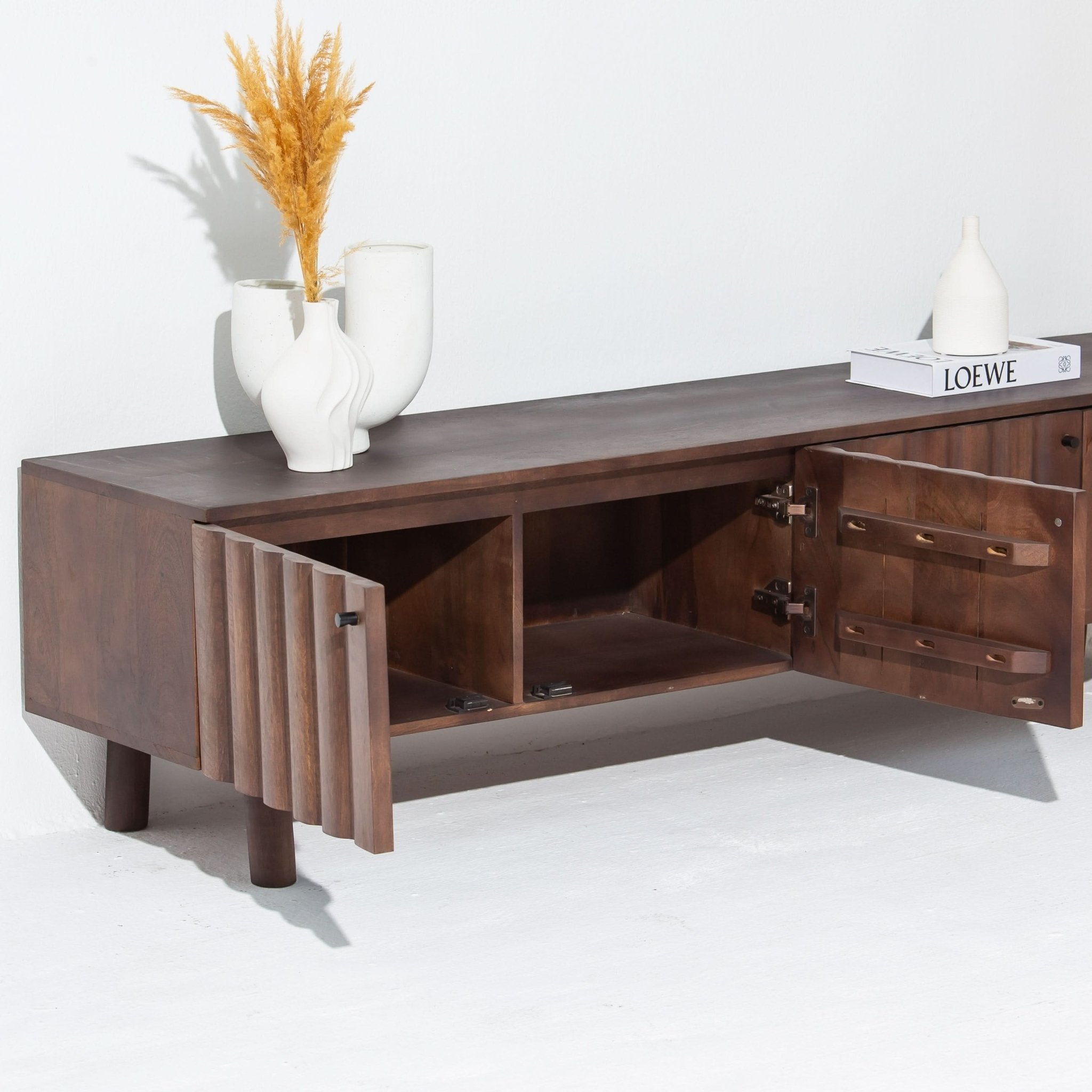 VALENCIA-BROWN FOUR DOOR TV STAND - Art and craft furniture