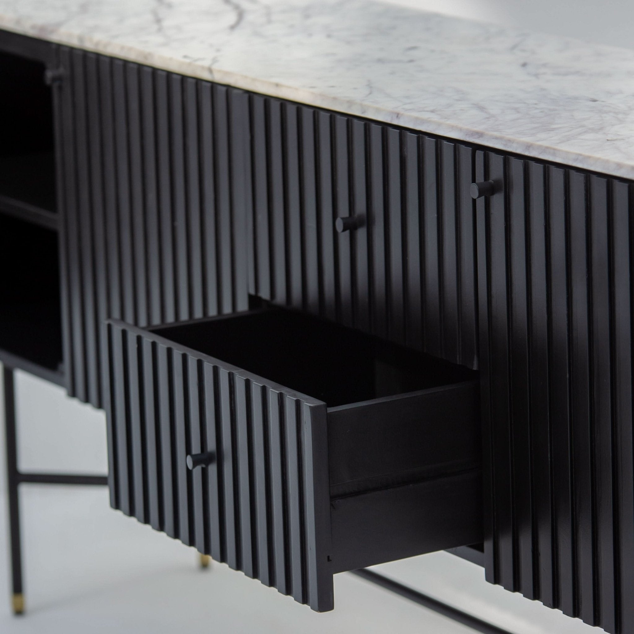 VANTA MARBLE TOP THREE DOOR SIDEBOARD - Art and craft furniture