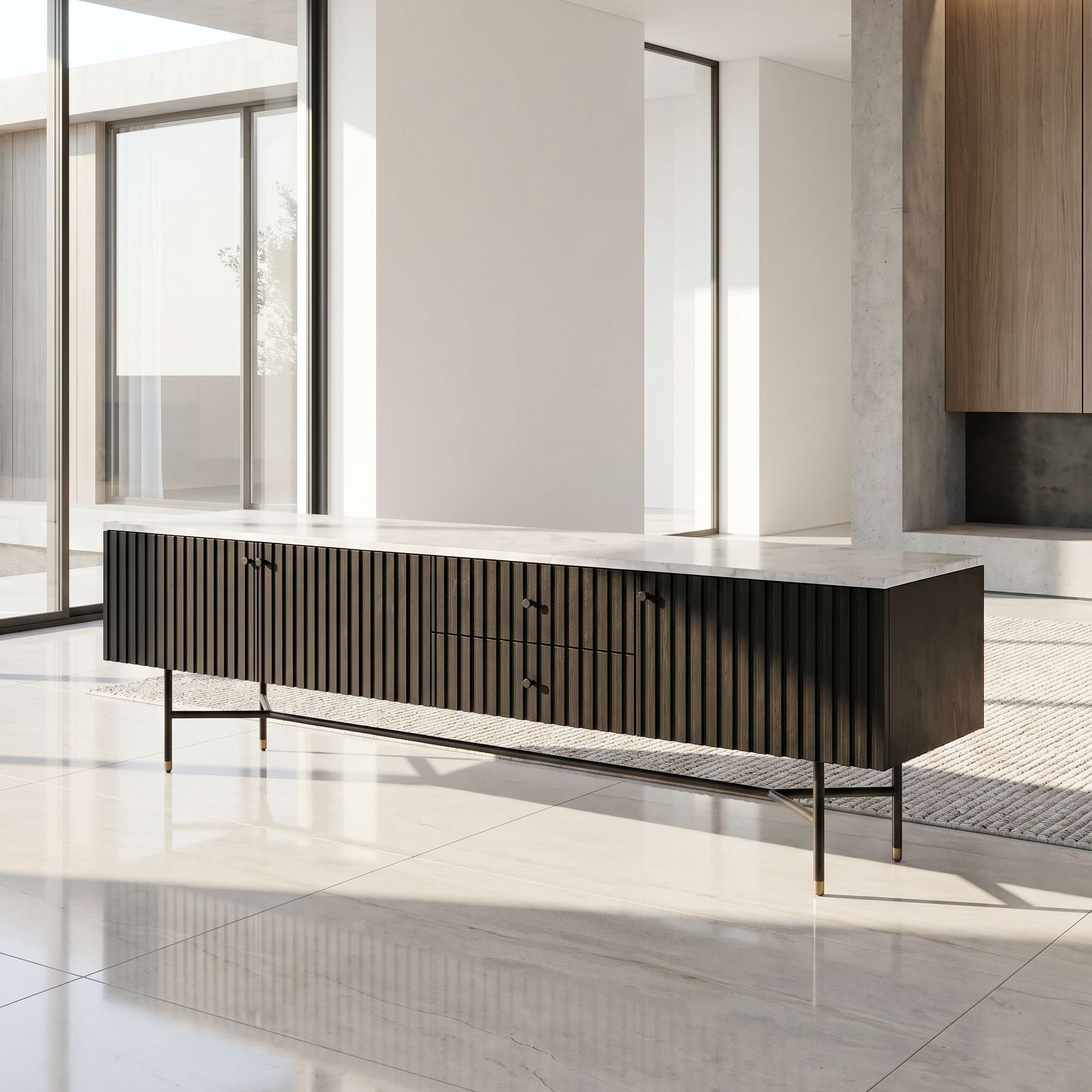 Vanta Marble Top TV Stand - Art and craft furniture