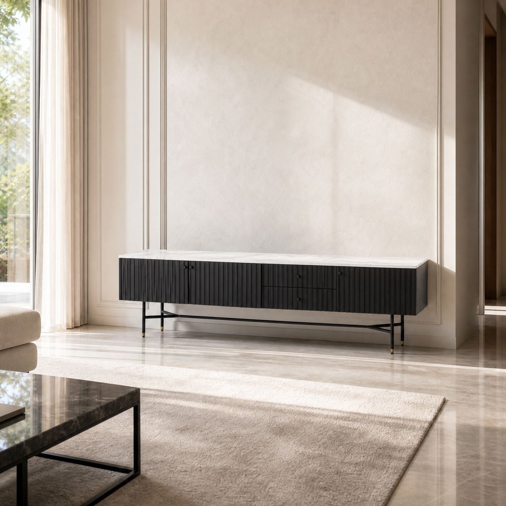 Vanta Marble Top TV Stand - Art and craft furniture
