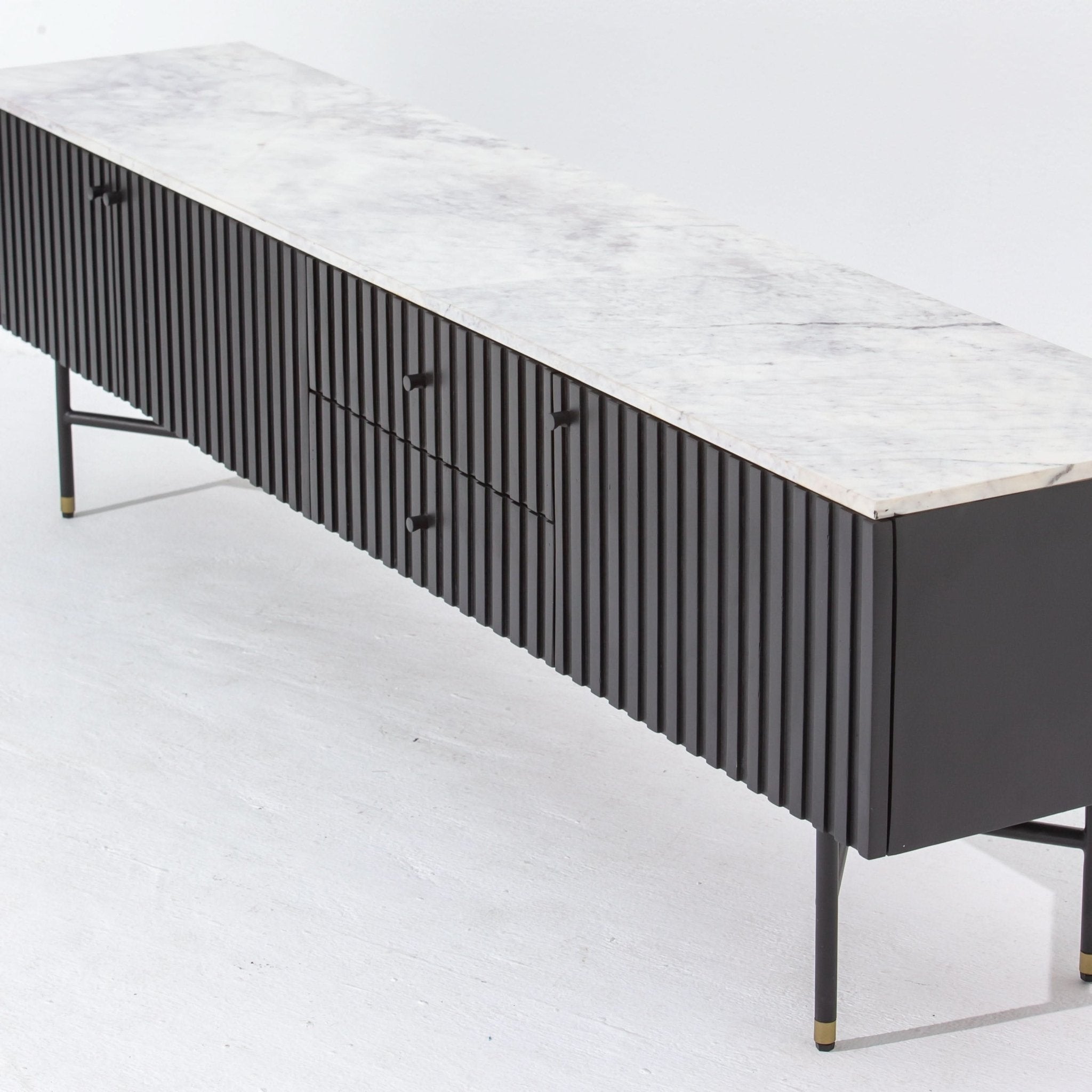VANTA MARBLE TOP TWO DRAWER THREE DOOR TV STAND - Art and craft furniture