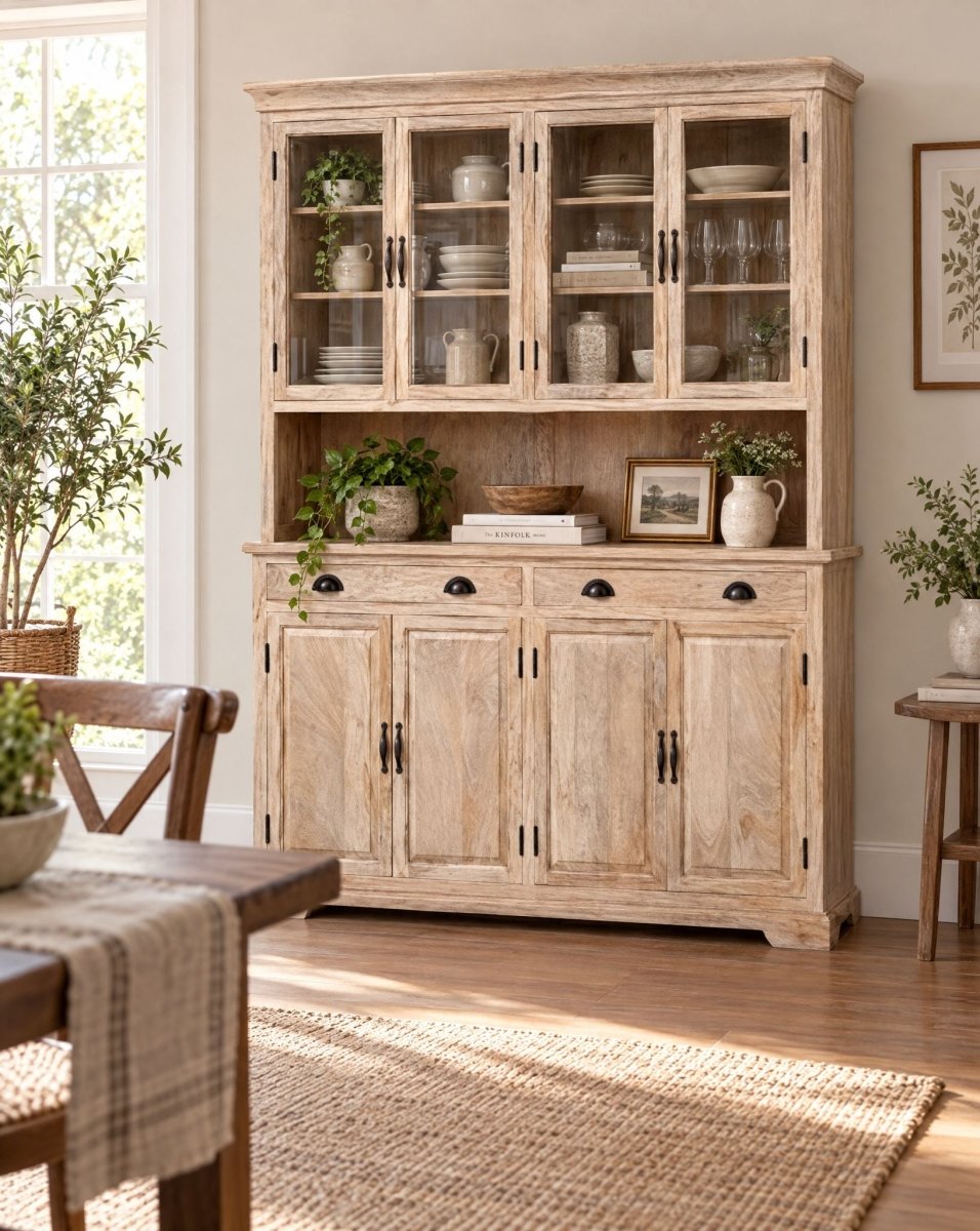 Velnova Two-Part Glass Door Cabinet - Art and craft furniture