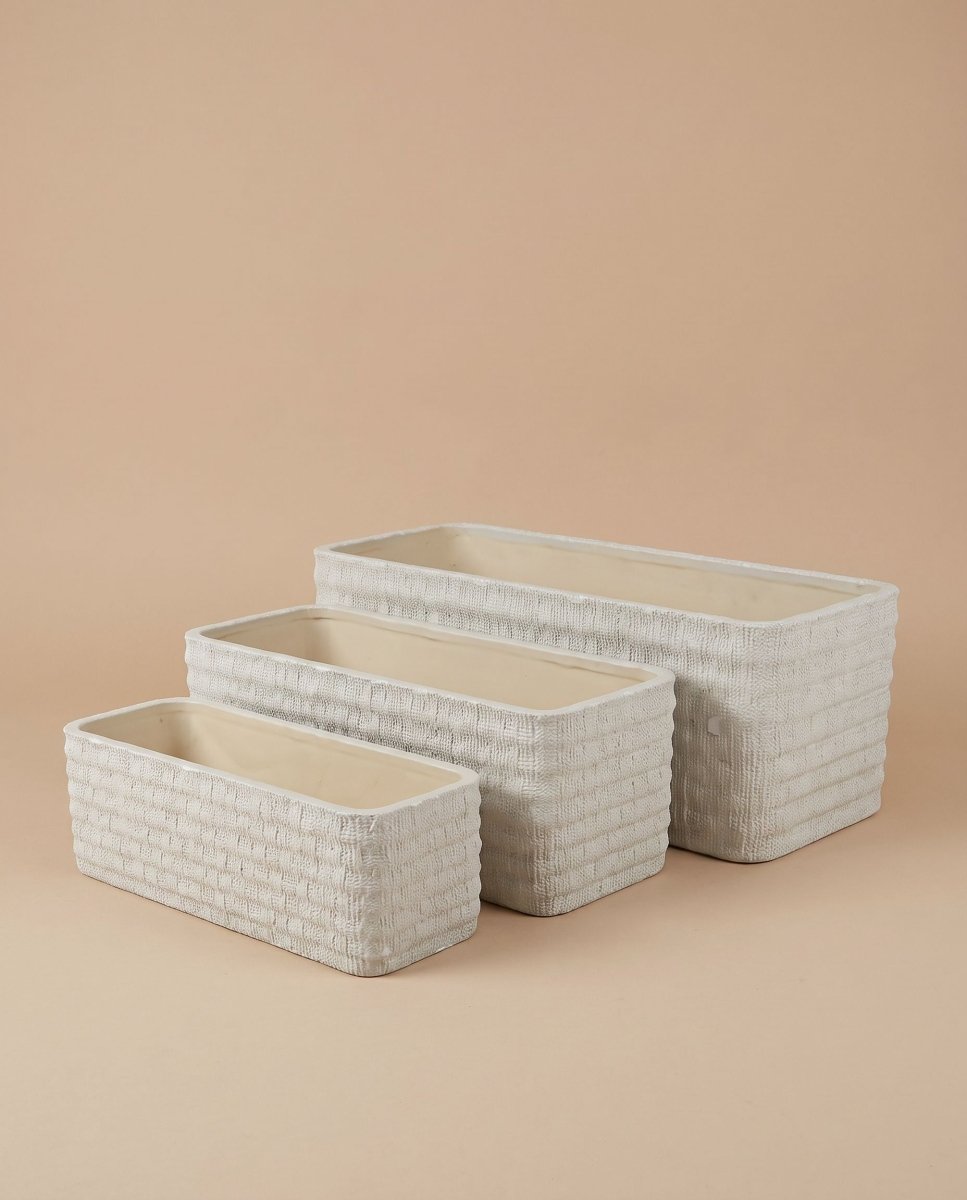Verde Off White Fiber Cement Pot - Art and craft furniture
