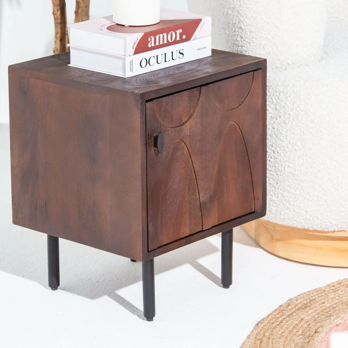 VERVE WOODEN ONE DOOR NIGHTSTAND TABLE - Art and craft furniture