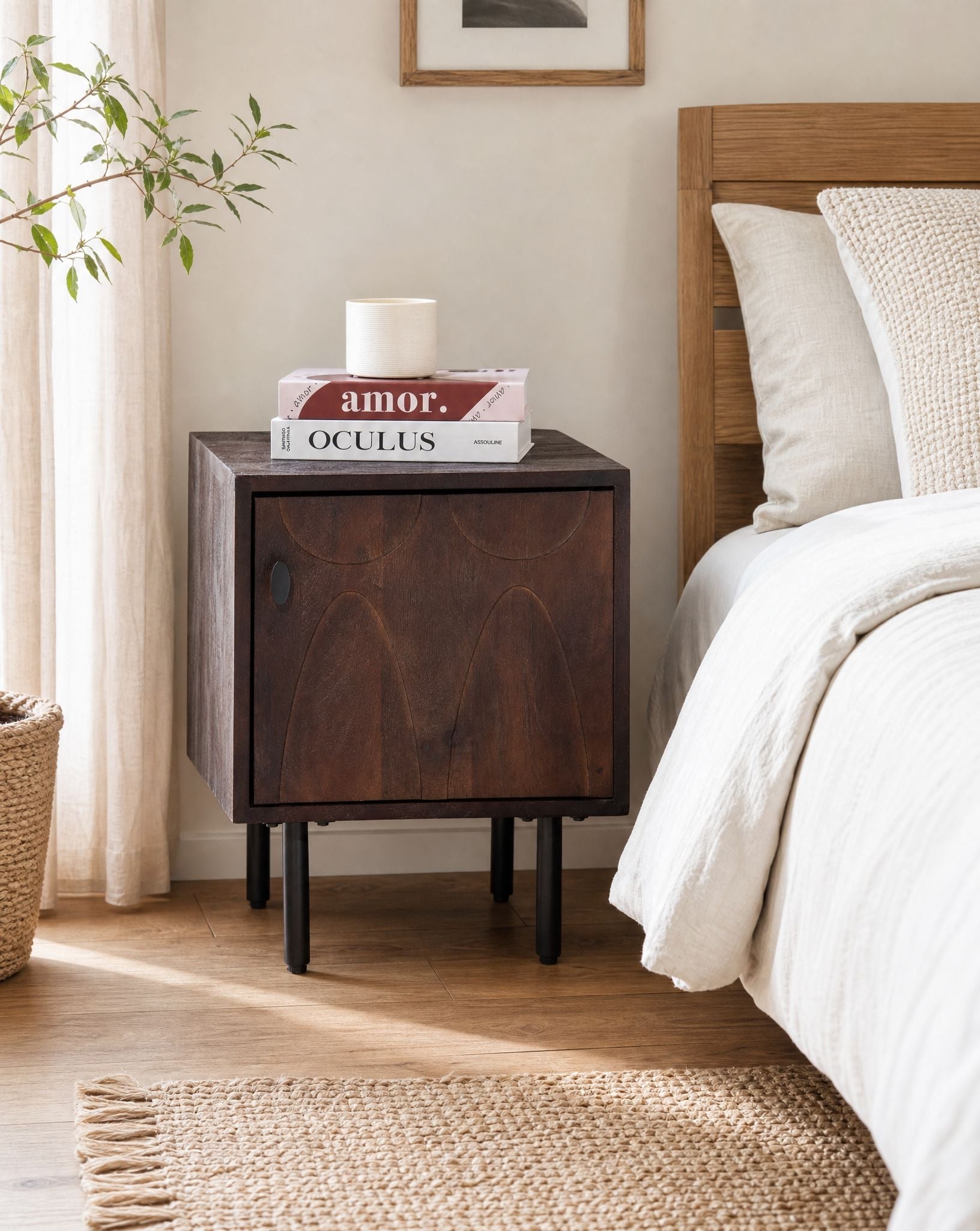 Verve Wooden One Door Nightstand Table - Art and craft furniture
