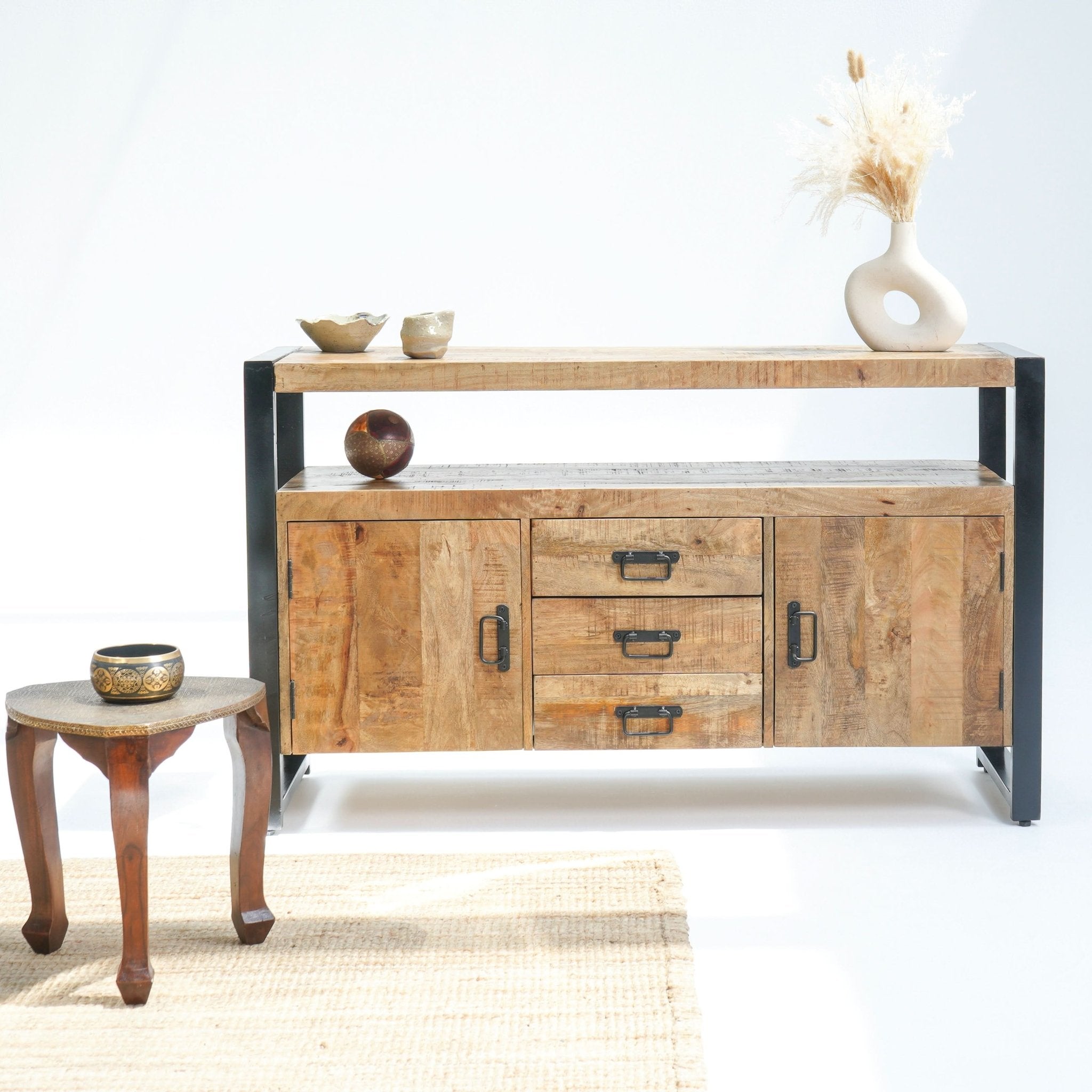 VIENNA TWO DOOR THREE DRAWER INDUSTRIAL SIDEBOARD - Art and craft furniture
