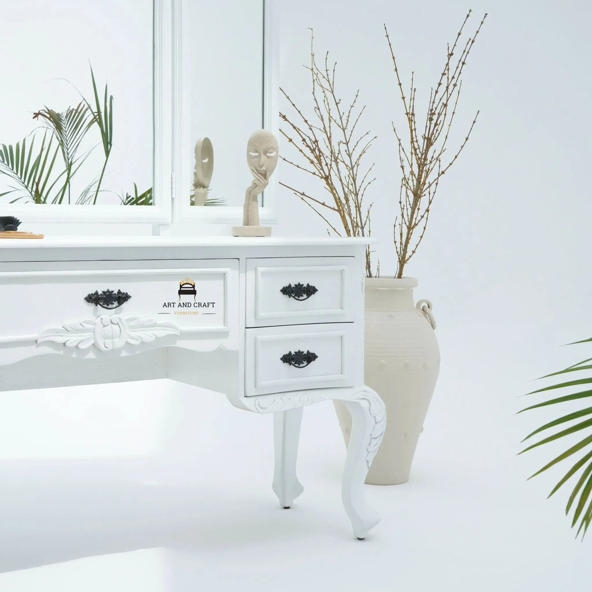 Vienna White Wooden Dressing Table - Art and craft furniture
