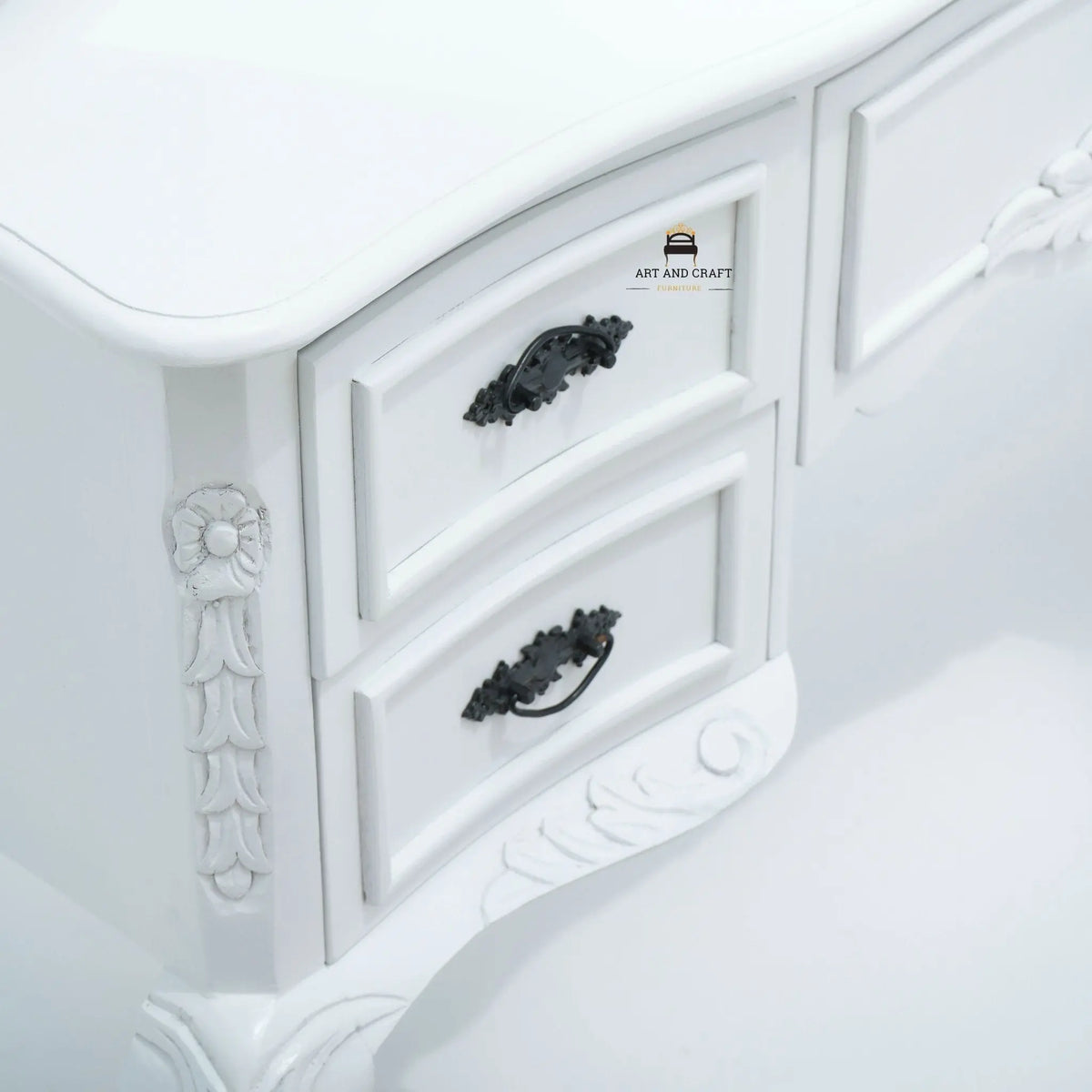 Vienna White Wooden Dressing Table - Art and craft furniture