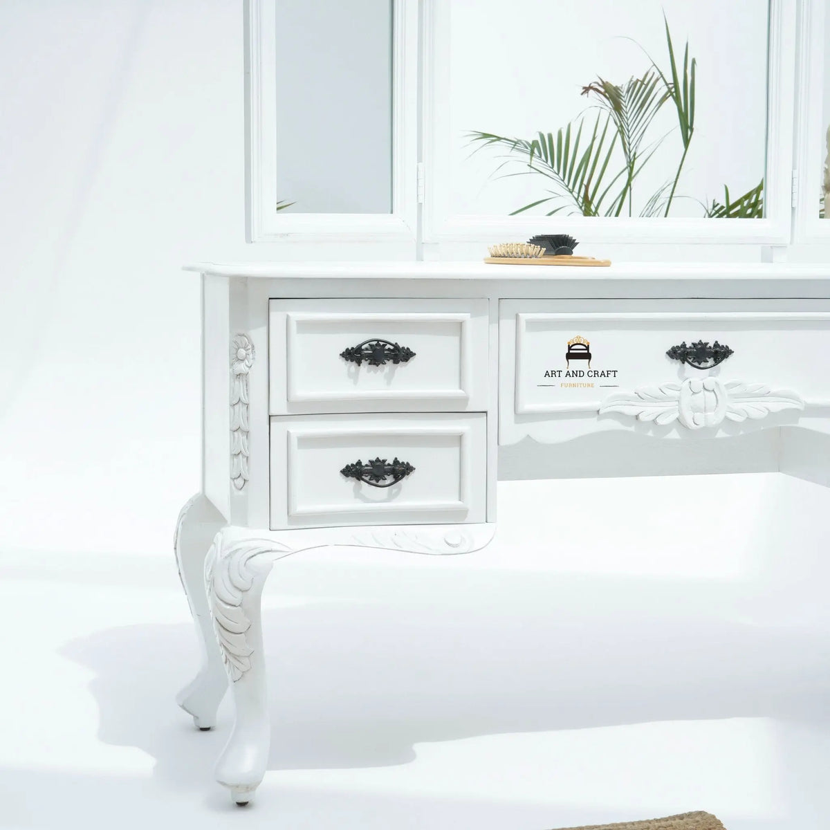 Vienna White Wooden Dressing Table - Art and craft furniture