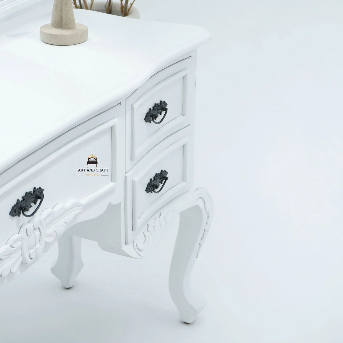 Vienna White Wooden Dressing Table - Art and craft furniture
