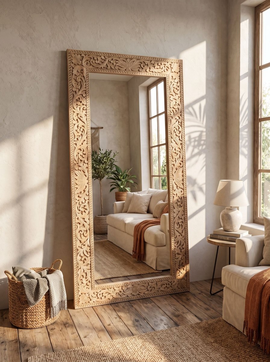 Vinecraft Carving Frame Mirror - Art and craft furniture