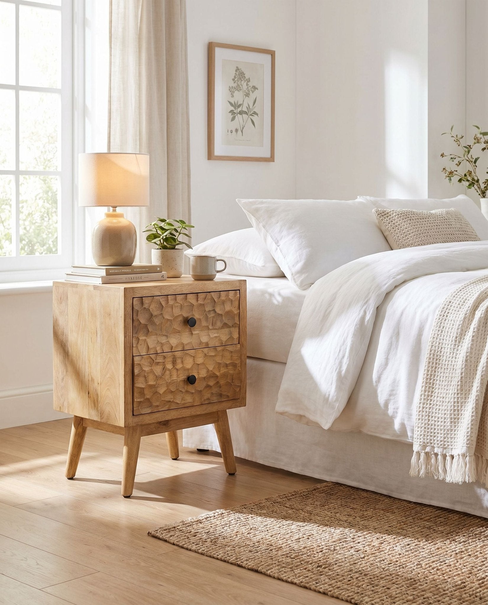 Violaine Mango Wood Bedside Table - Art and craft furniture