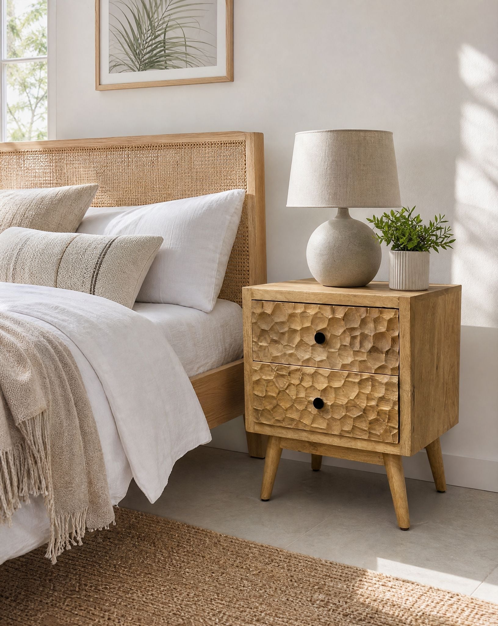 Violaine Mango Wood Bedside Table - Art and craft furniture