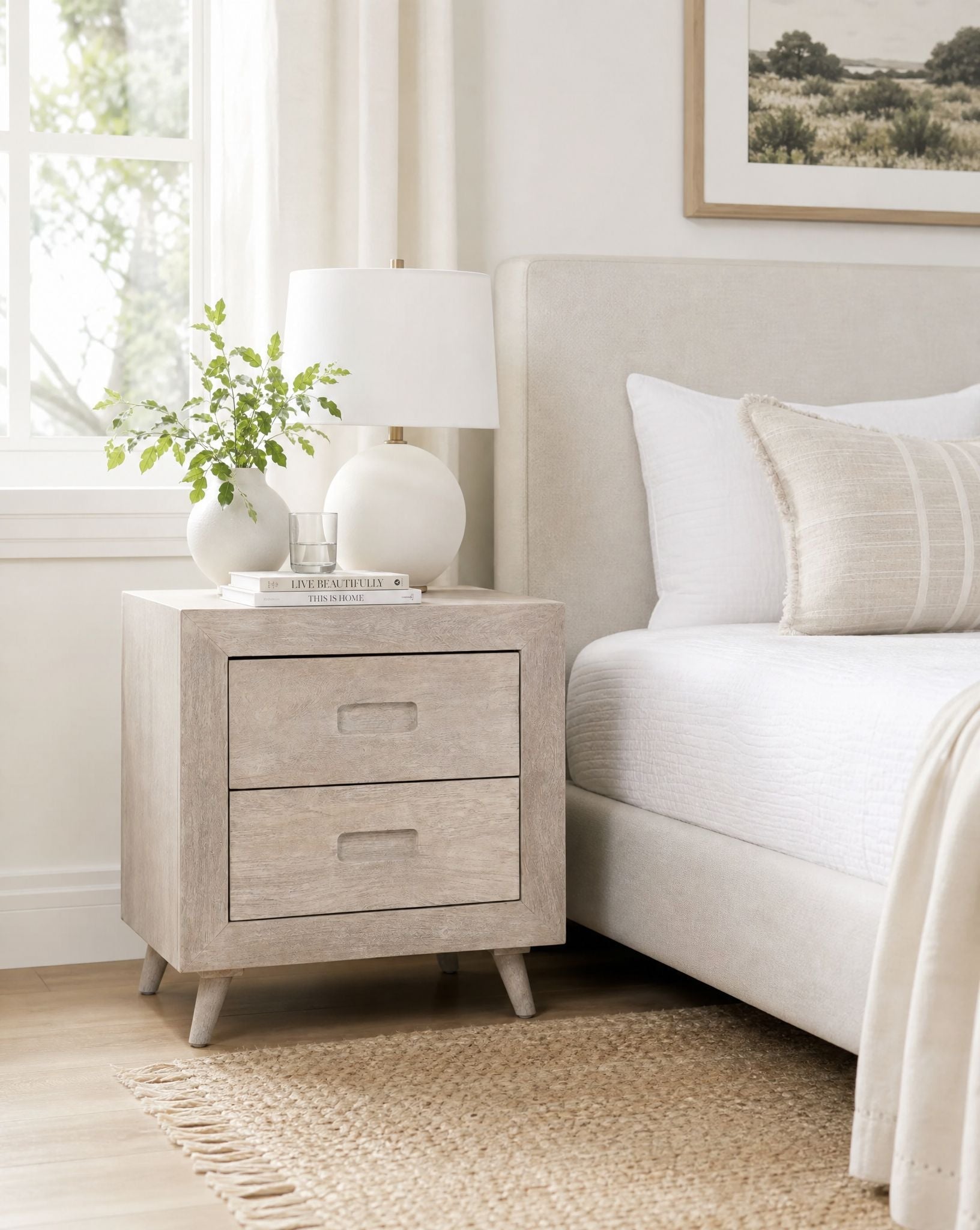 Whispering Two Drawer Bedside Table - Art and craft furniture