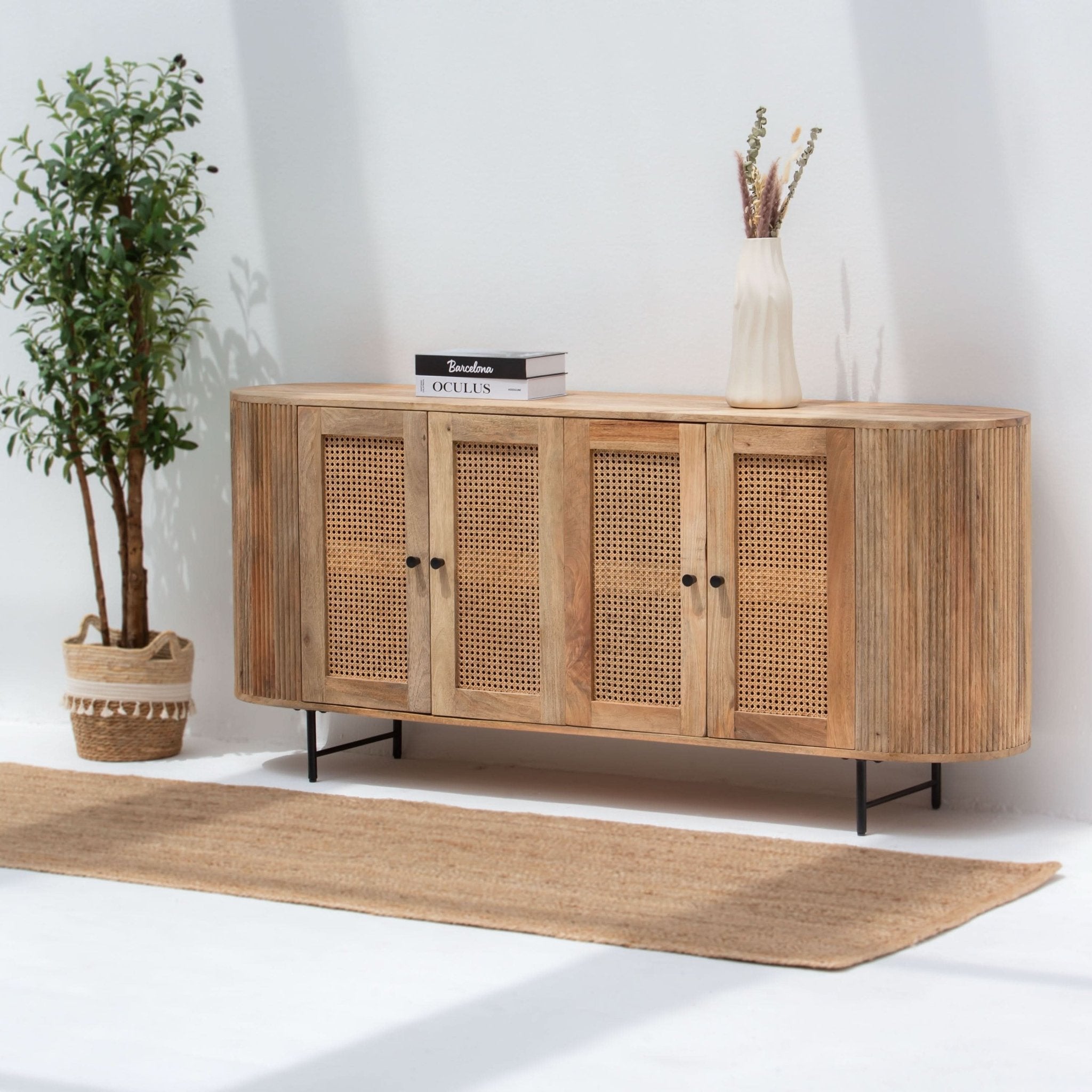 WINDSOR CANE FOUR DOOR SIDEBOARD - Art and craft furniture