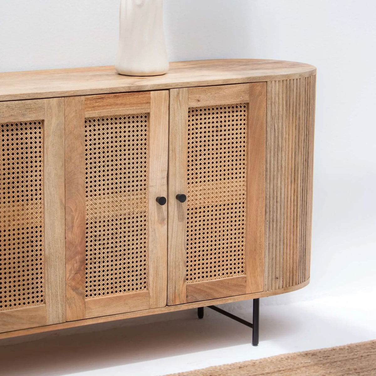 WINDSOR CANE FOUR DOOR SIDEBOARD - Art and craft furniture