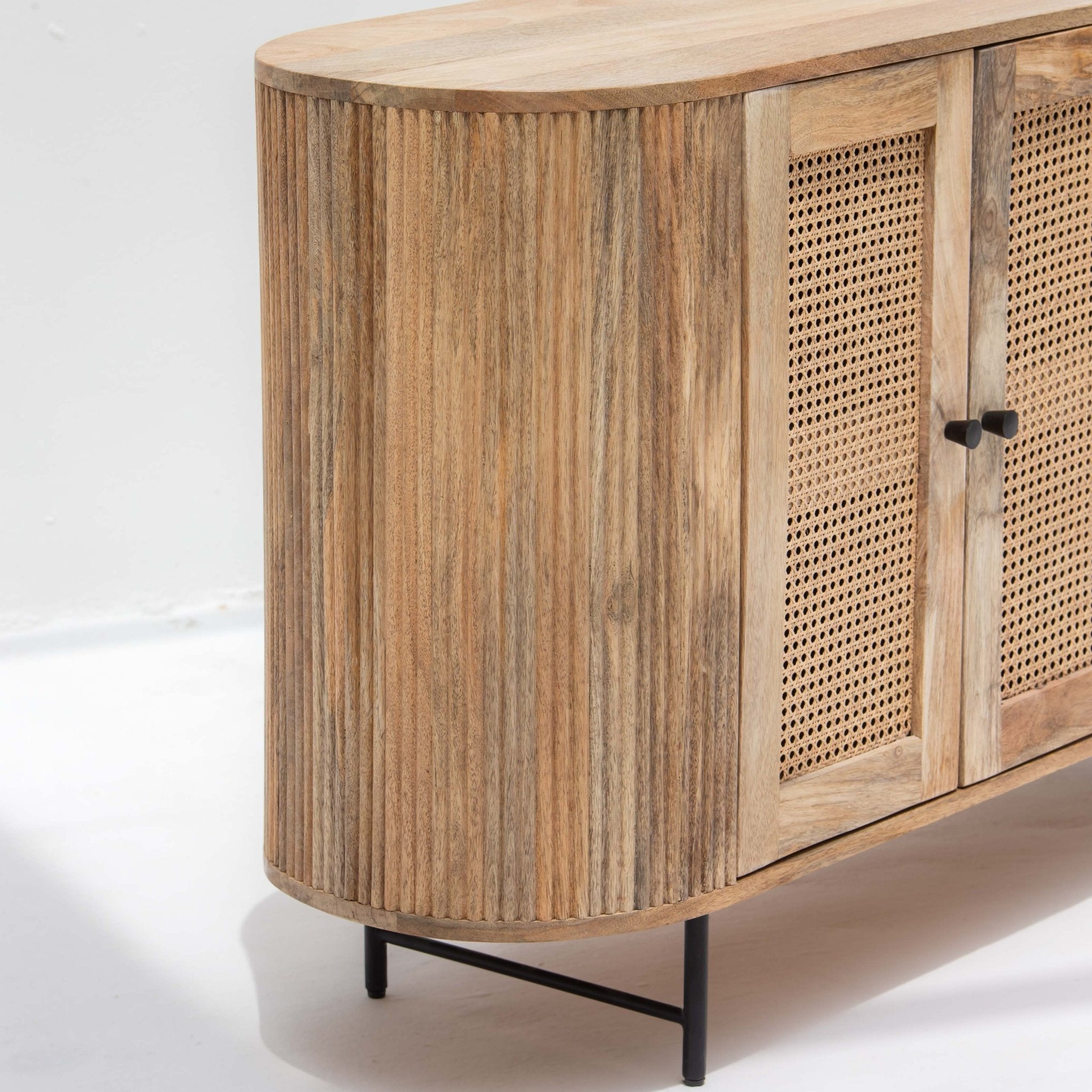 WINDSOR CANE THREE DOOR SIDE BOARD - Art and craft furniture