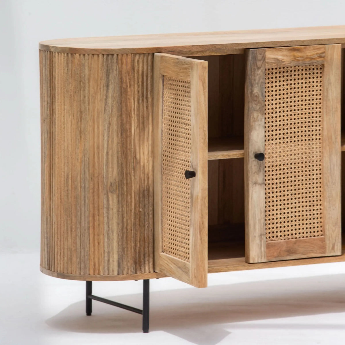 WINDSOR CANE THREE DOOR SIDE BOARD - Art and craft furniture