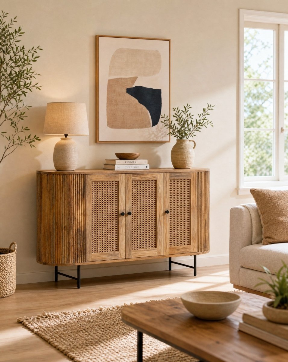 Windsor Cane Three Door Sideboard - Art and craft furniture