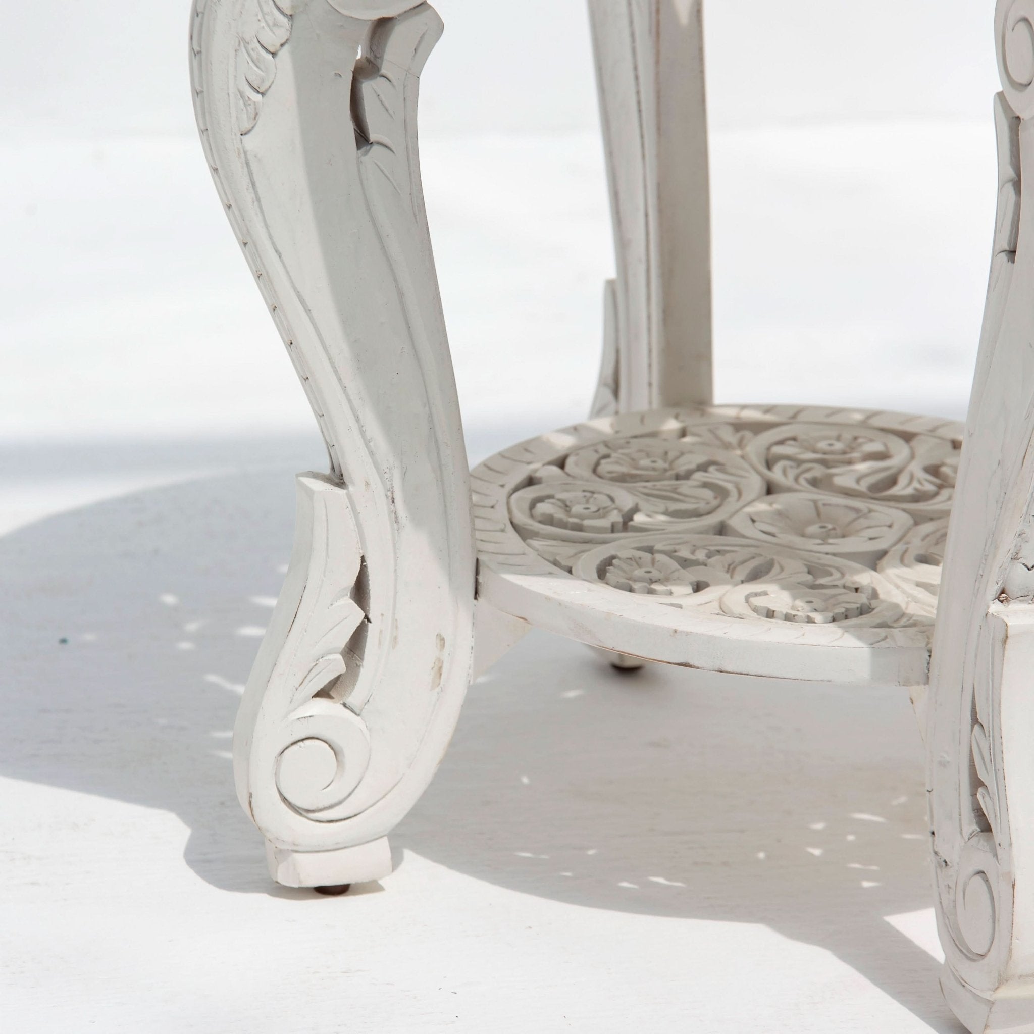 WOODEN CARVED ROUND STOOL - Art and craft furniture